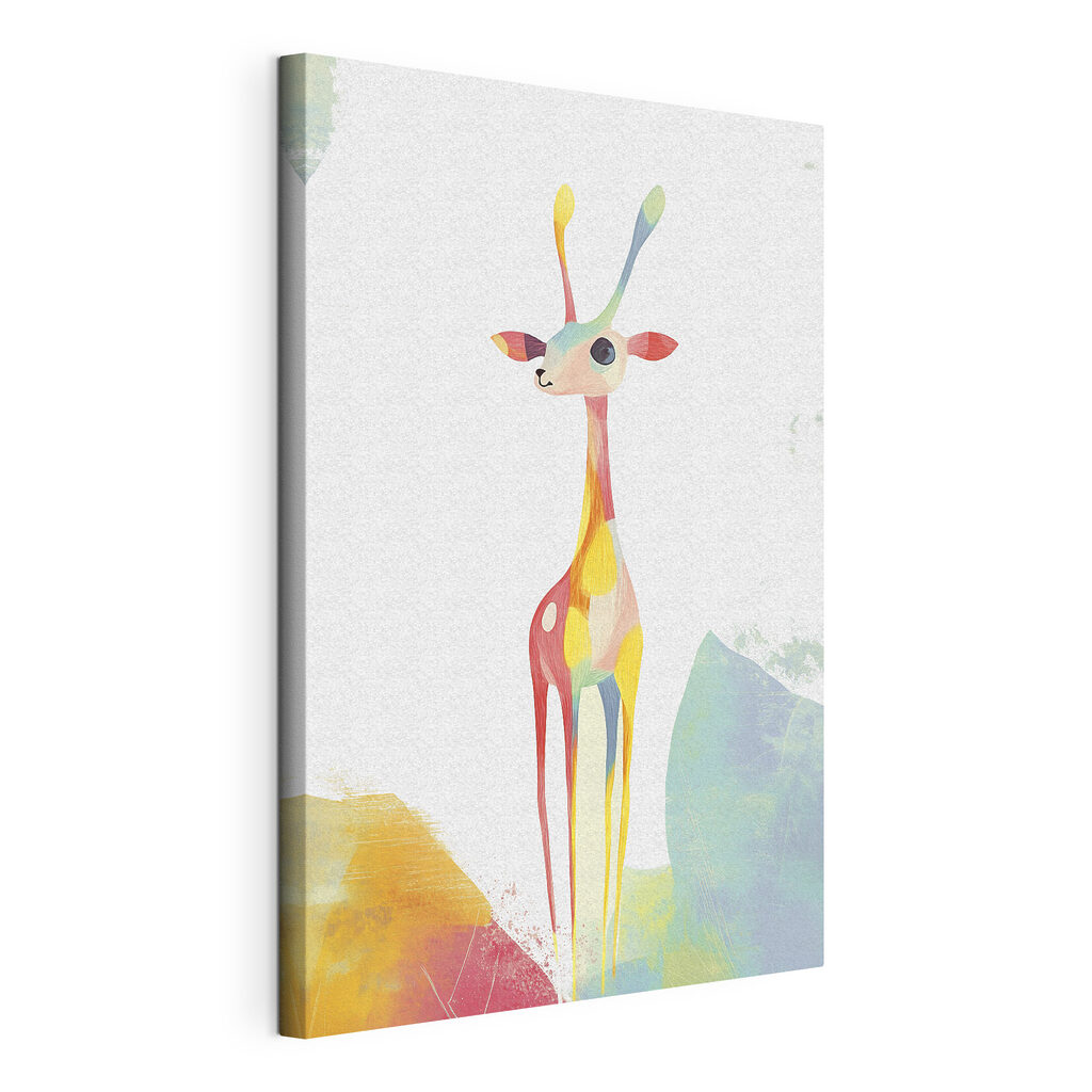 Cartoon giraffe with long horns