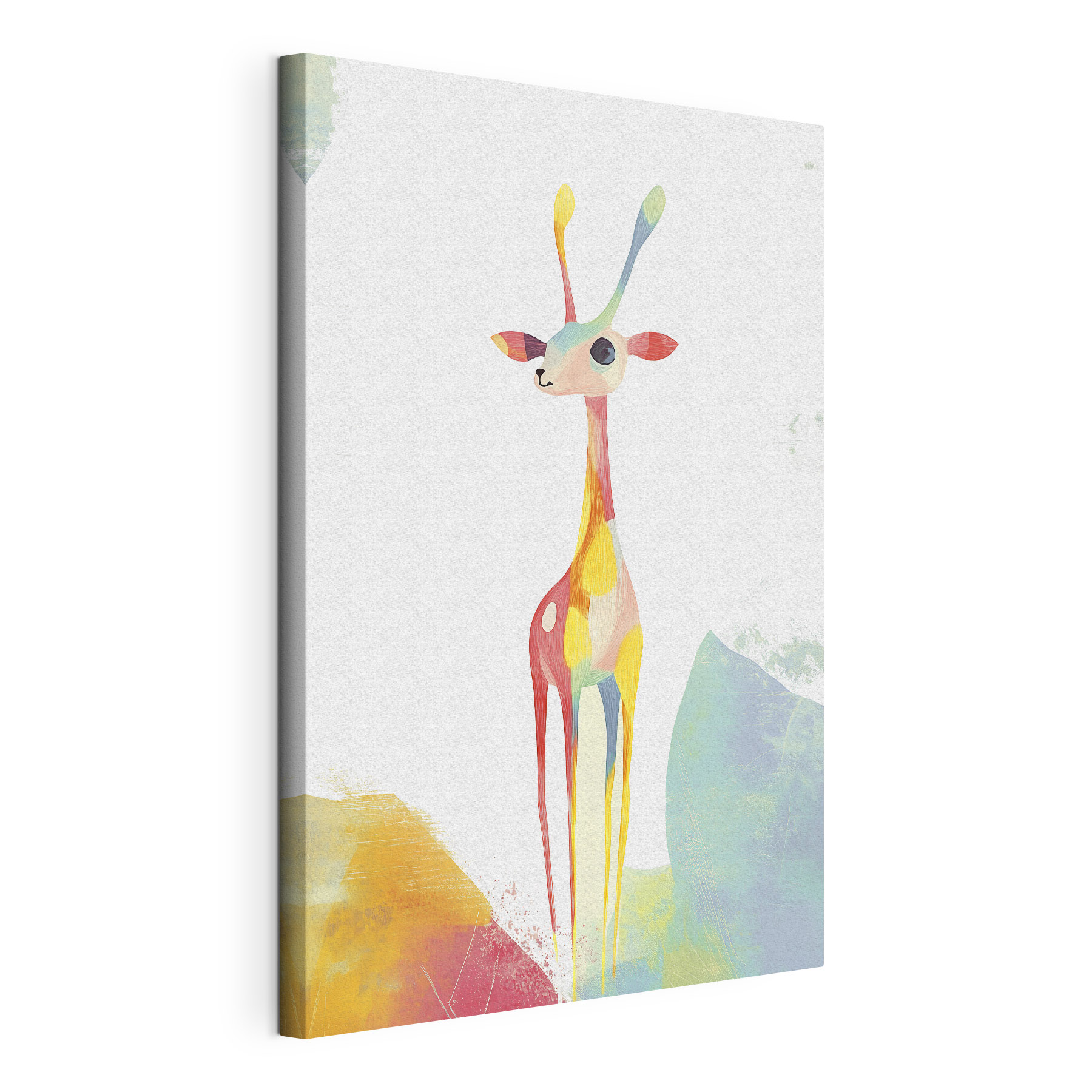 Cartoon giraffe with long horns