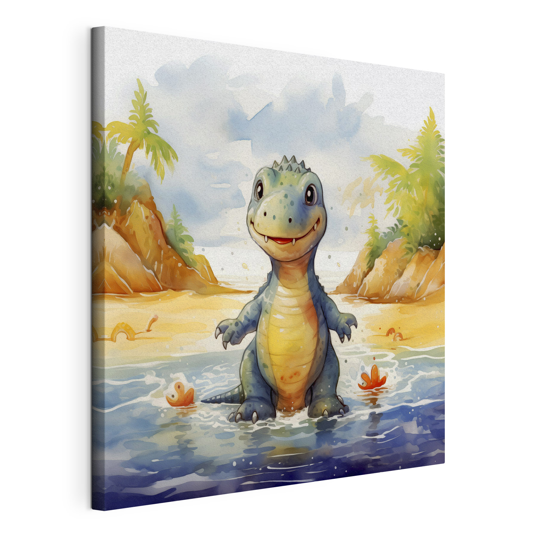 Cartoon of a dinosaur standing in water Cartoon of a dinosaur standing in water
