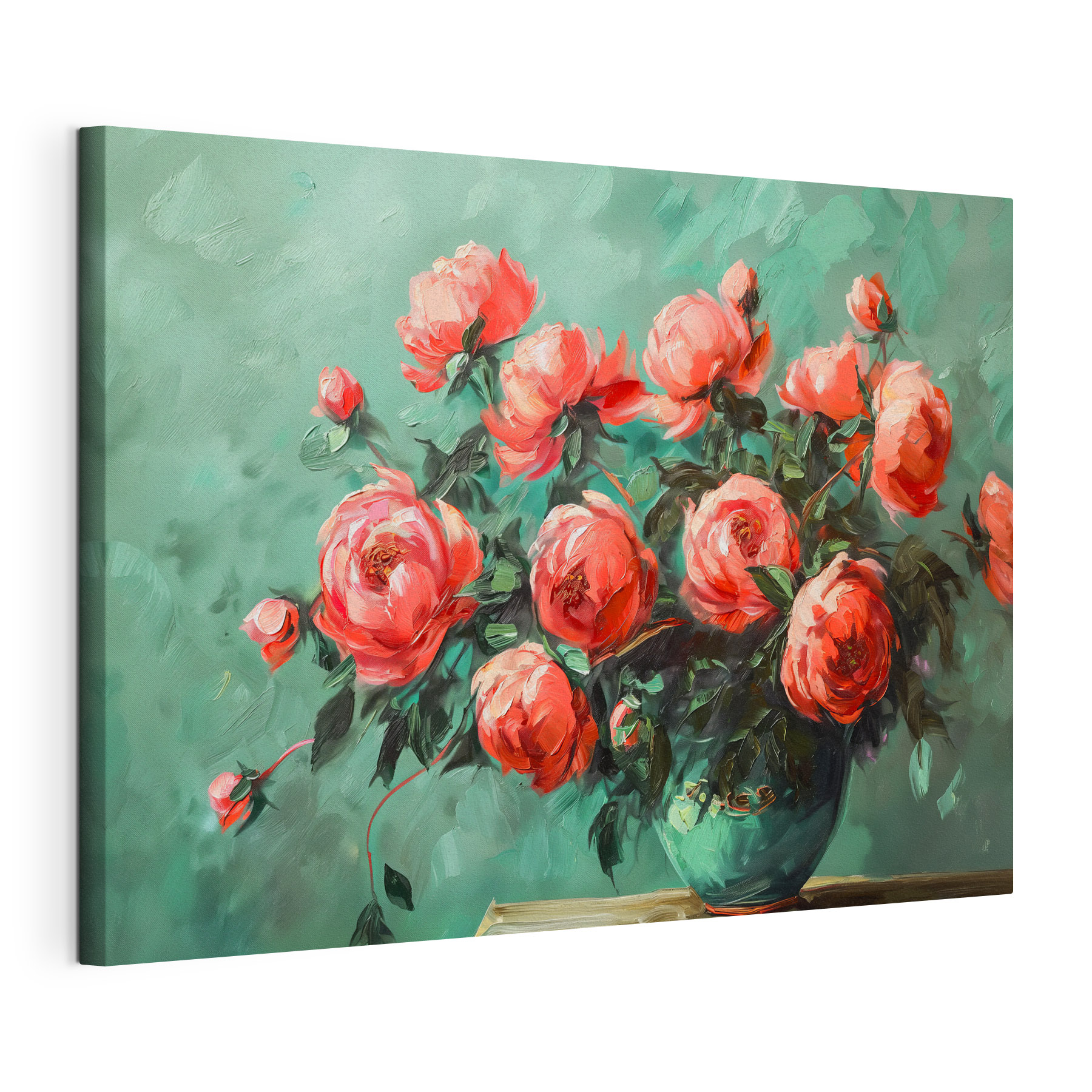 Painting of pink flowers in a vase Painting of pink flowers in a vase