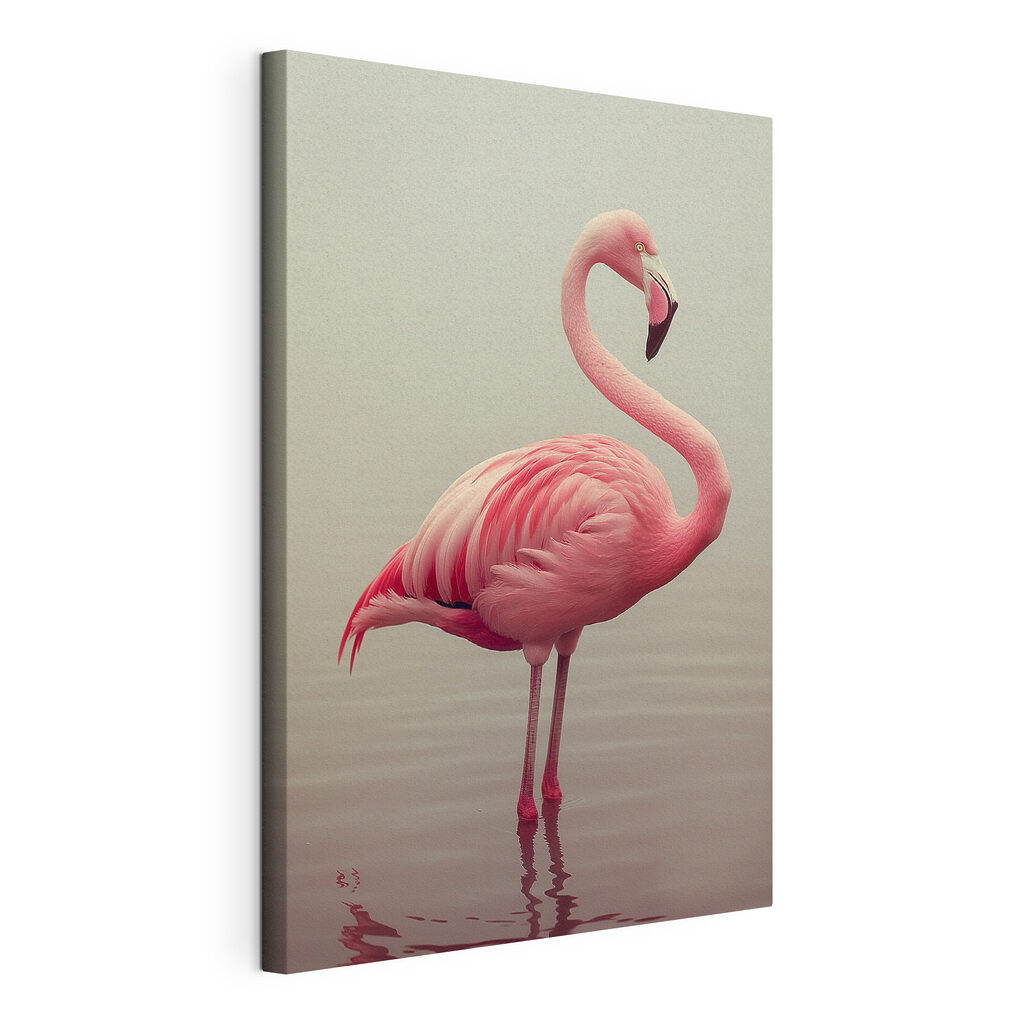Pink flamingo standing in water Pink flamingo standing in water