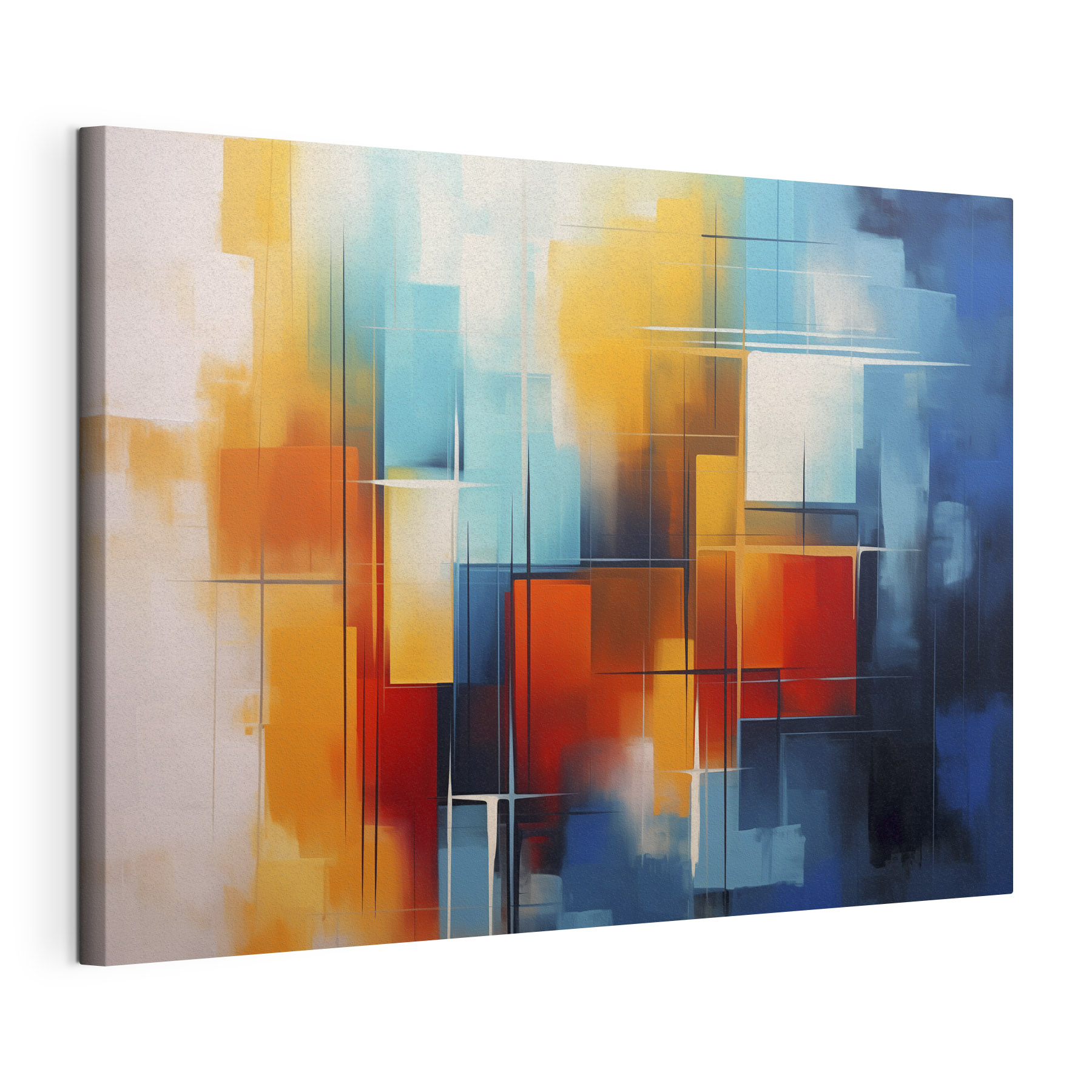 Colorful painting of squares and lines