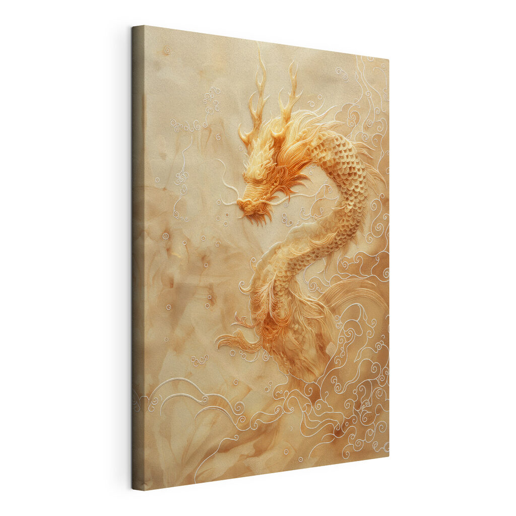 Majestic dragon in swirling clouds
