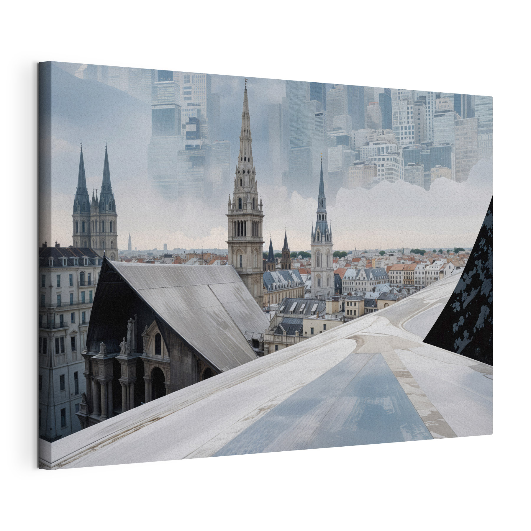 City with tall spires and a city skyline City with tall spires and a city skyline