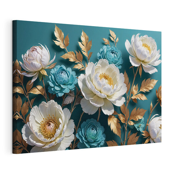 Cuadros Cuadros Ramo de flores blancas y azules (SKU: s40036)