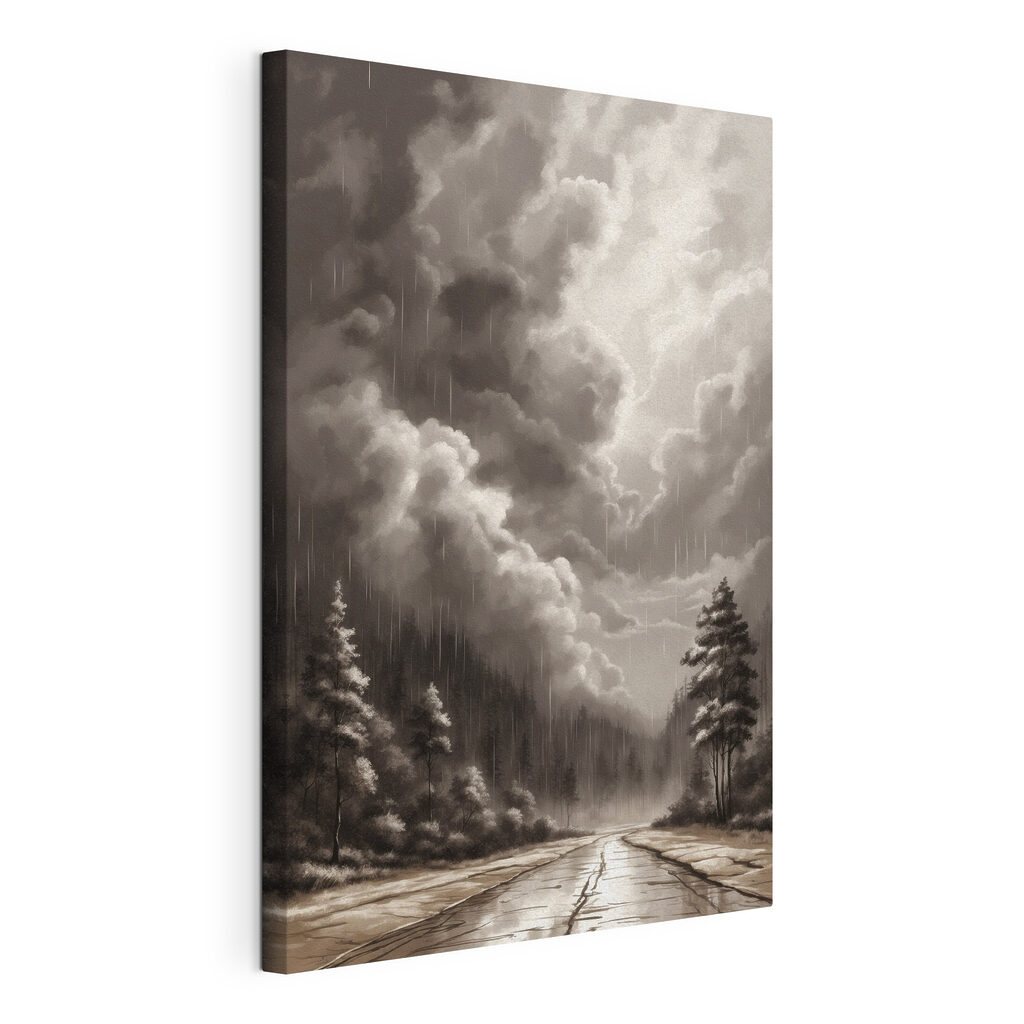Black and white image of a forest and clouds Black and white image of a forest and clouds