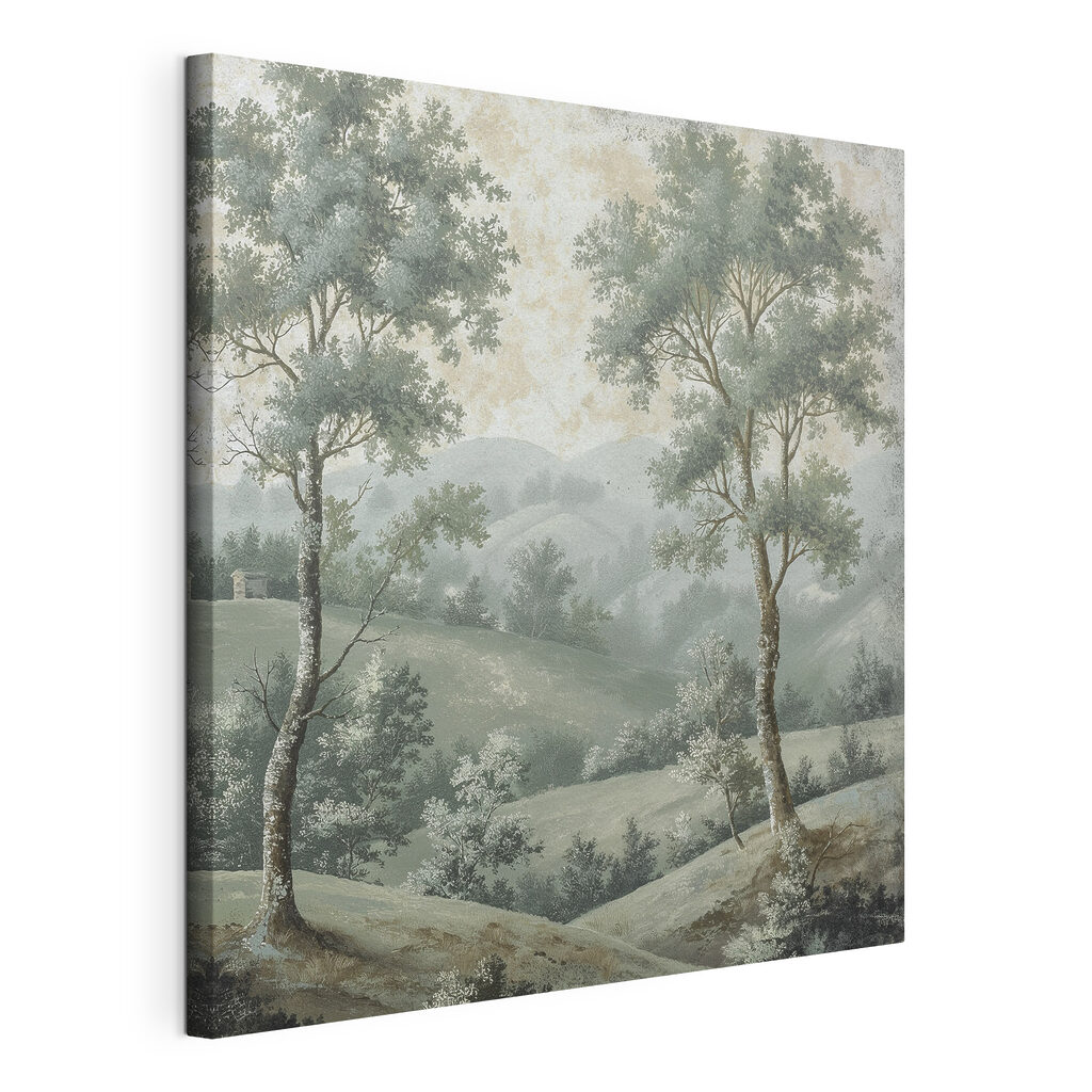 Painting of trees on a hill Painting of trees on a hill