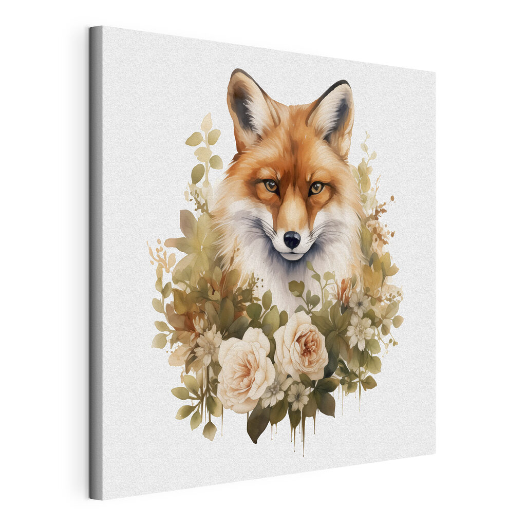 Fox with flowers around it Fox with flowers around it