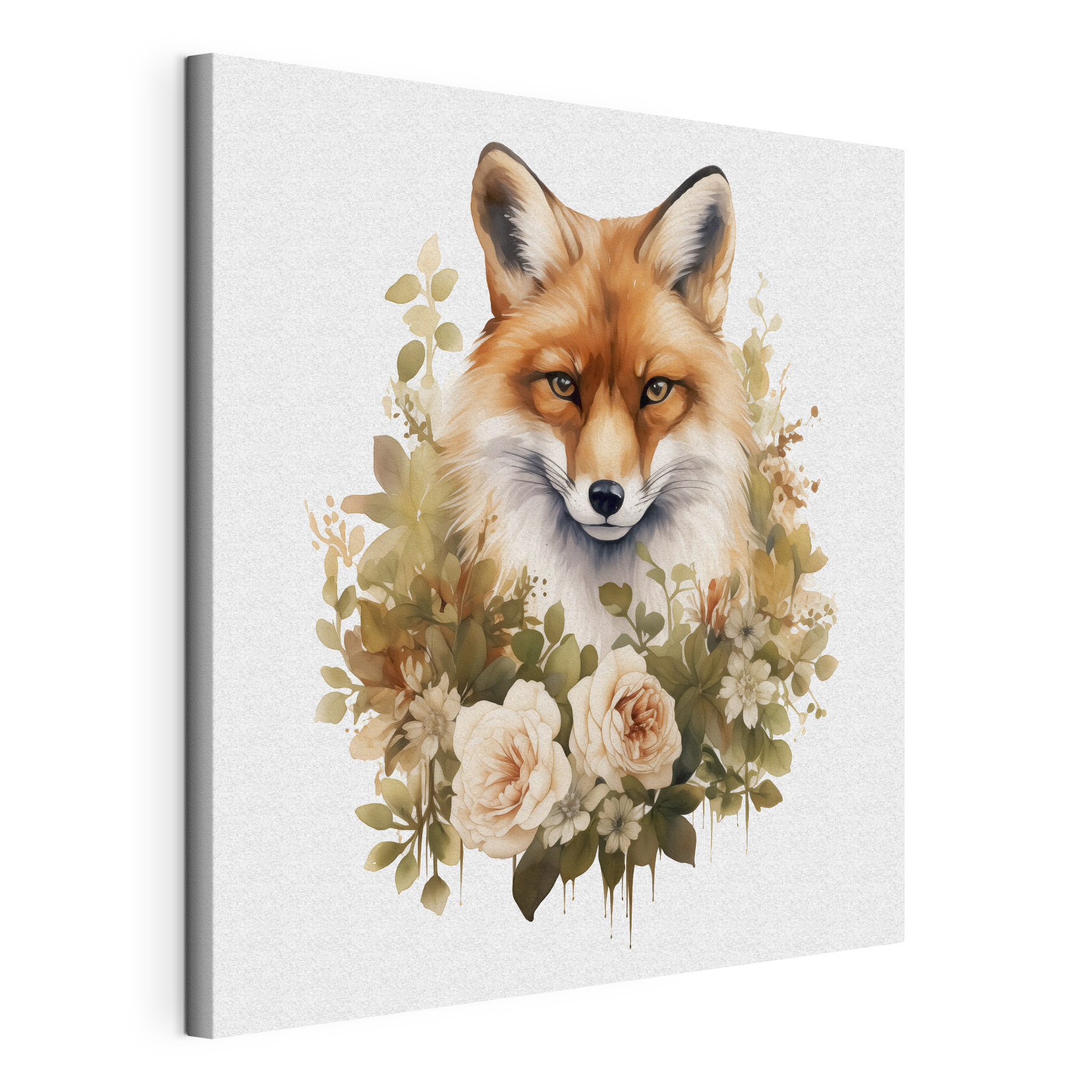 Fox with flowers around it Fox with flowers around it