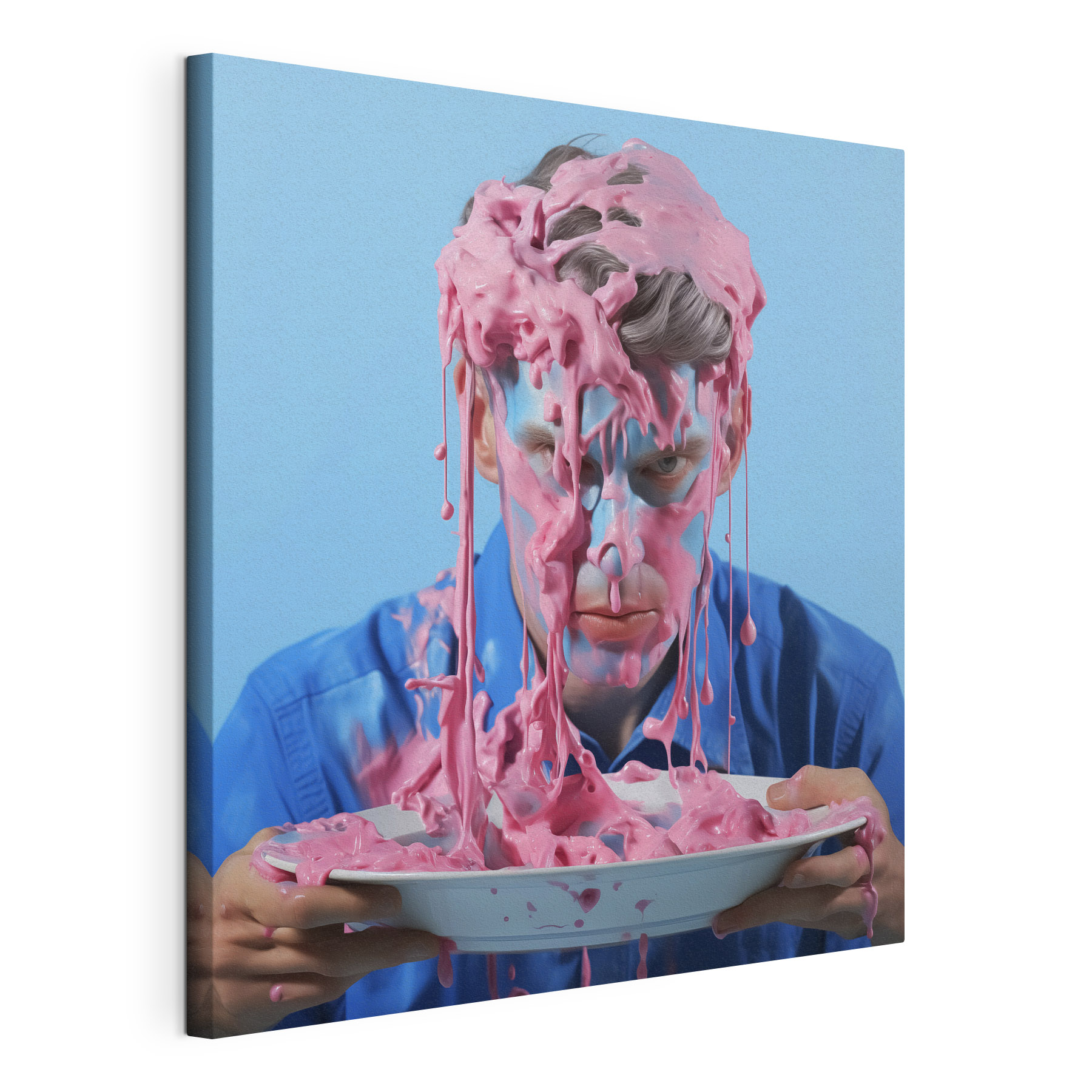 Man with pink paint on his face Man with pink paint on his face
