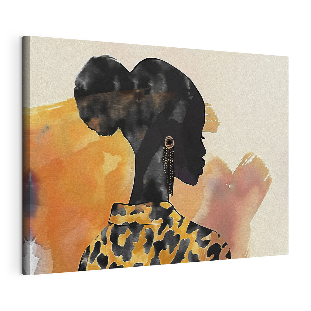 Woman with a hair bun and earrings Woman with a hair bun and earrings