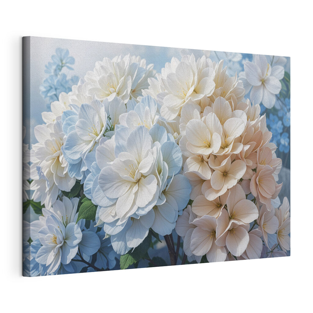 Group of white and blue flowers Group of white and blue flowers