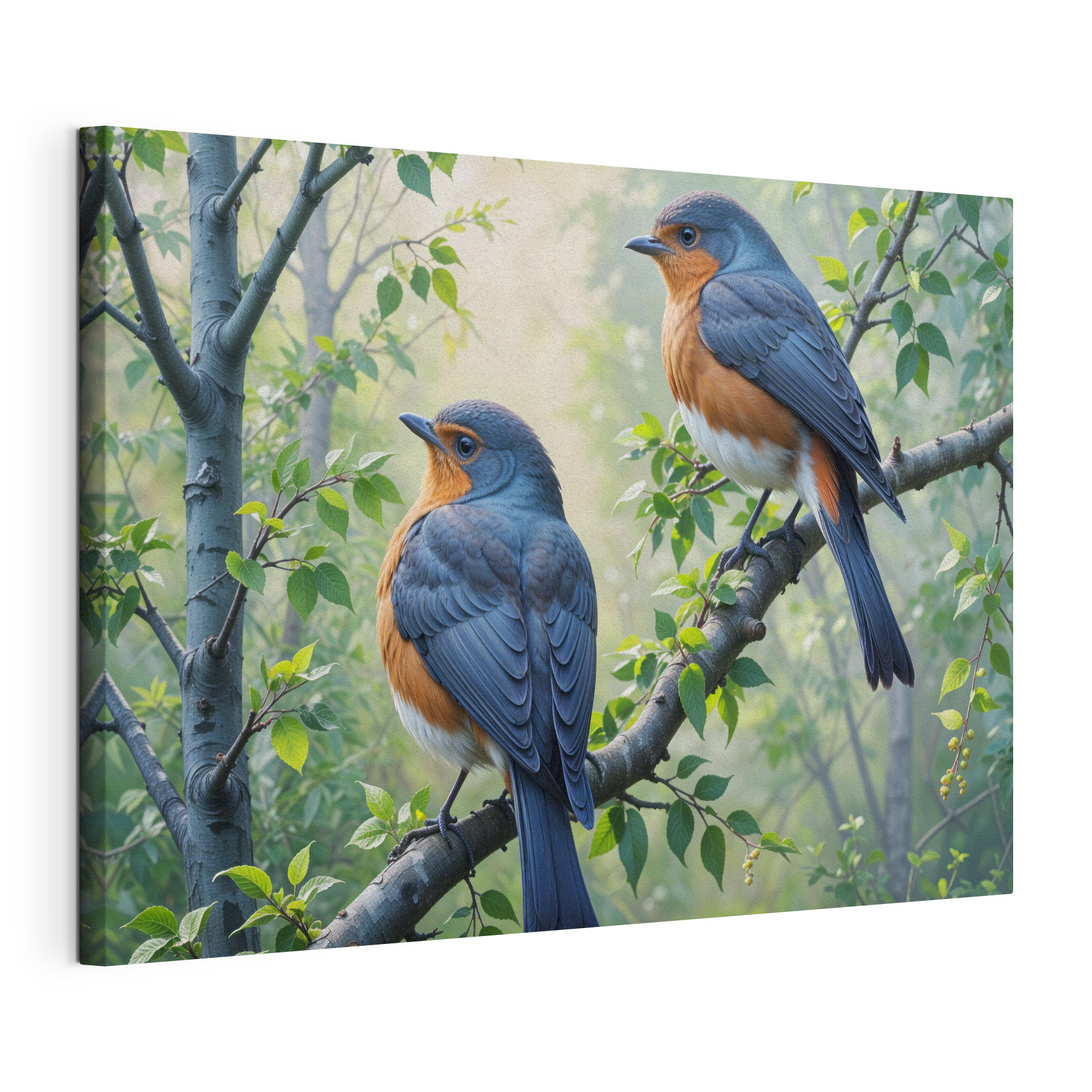 Two birds on a tree branch