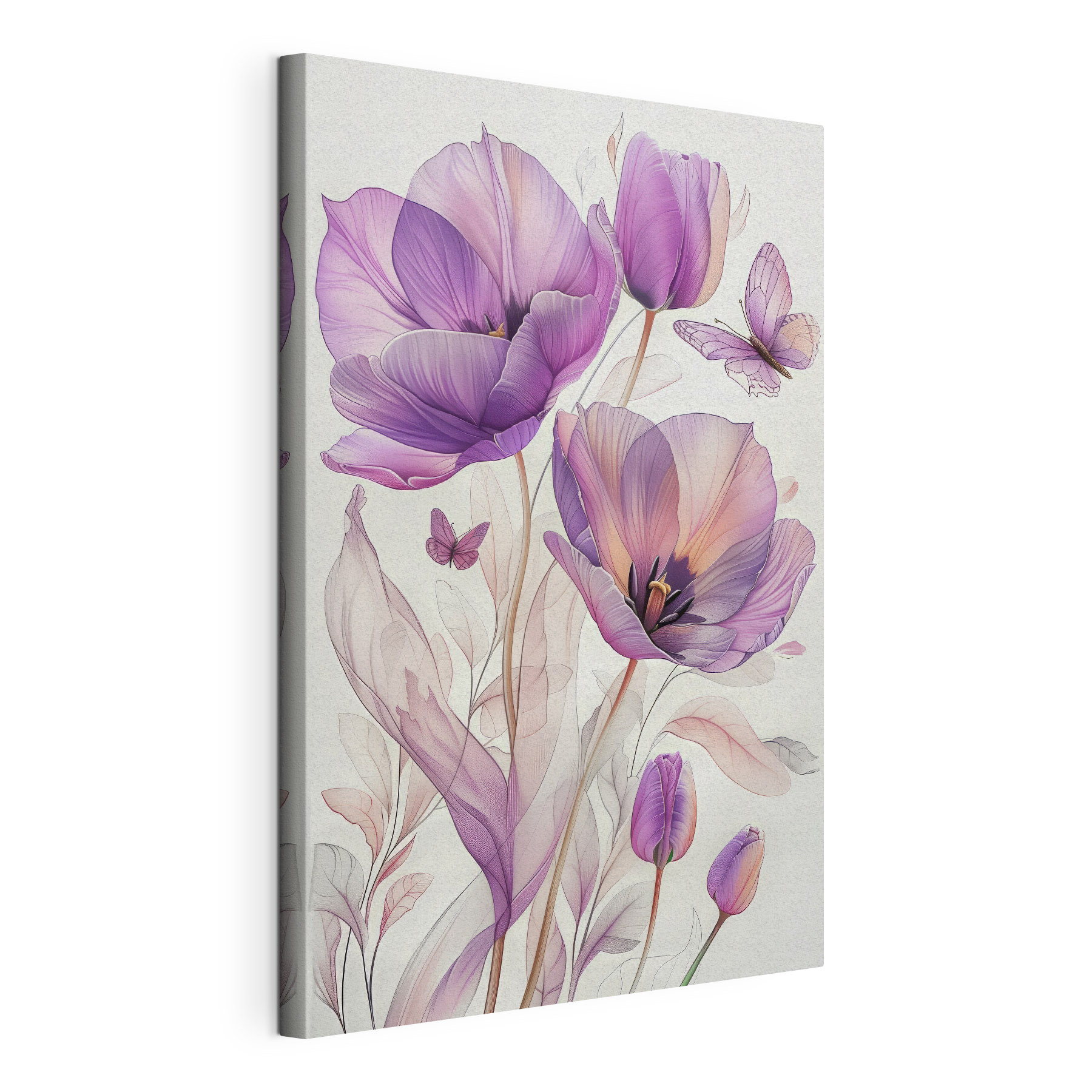 Purple flowers with butterflies