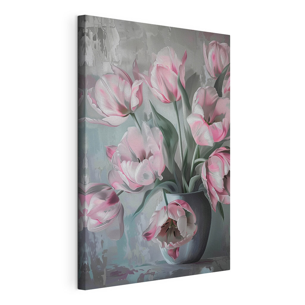 Painting of pink flowers in a vase Painting of pink flowers in a vase