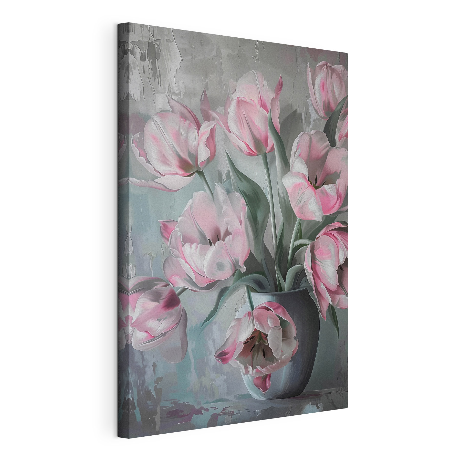 Painting of pink flowers in a vase Painting of pink flowers in a vase