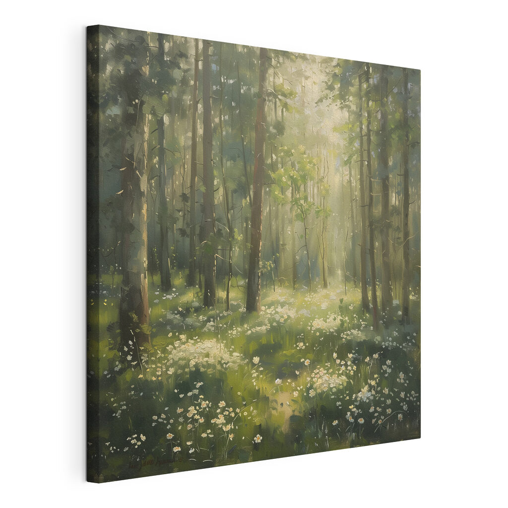 Forest with trees and flowers Forest with trees and flowers