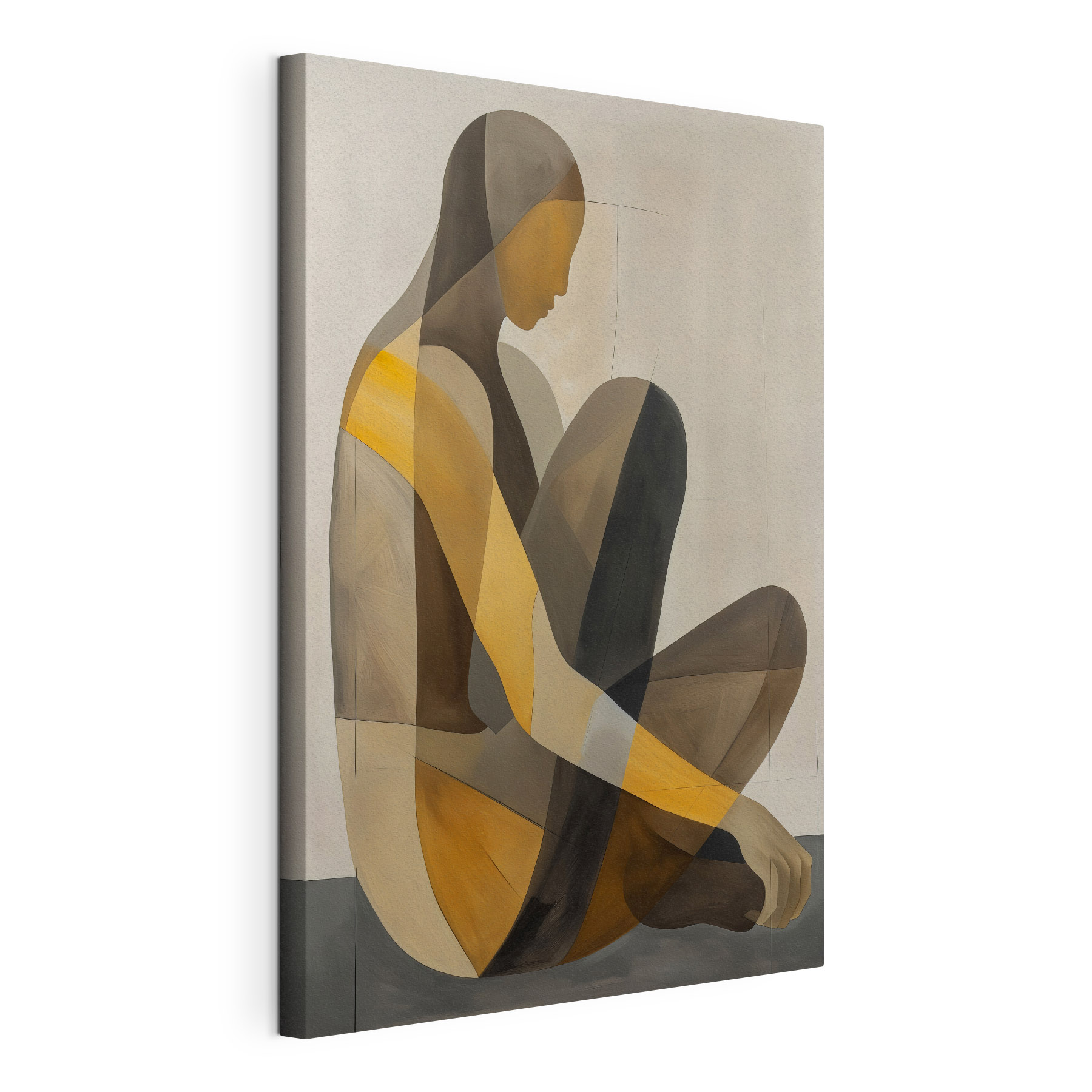 Painting of a woman sitting down Painting of a woman sitting down