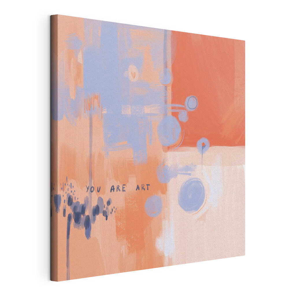 Painting of a pink and blue background