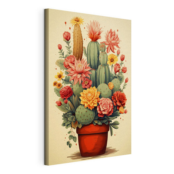 Cuadros Cactus y flores en una maceta (SKU: s40316) Cuadros Cuadros Cactus y flores en una maceta (SKU: s40316)