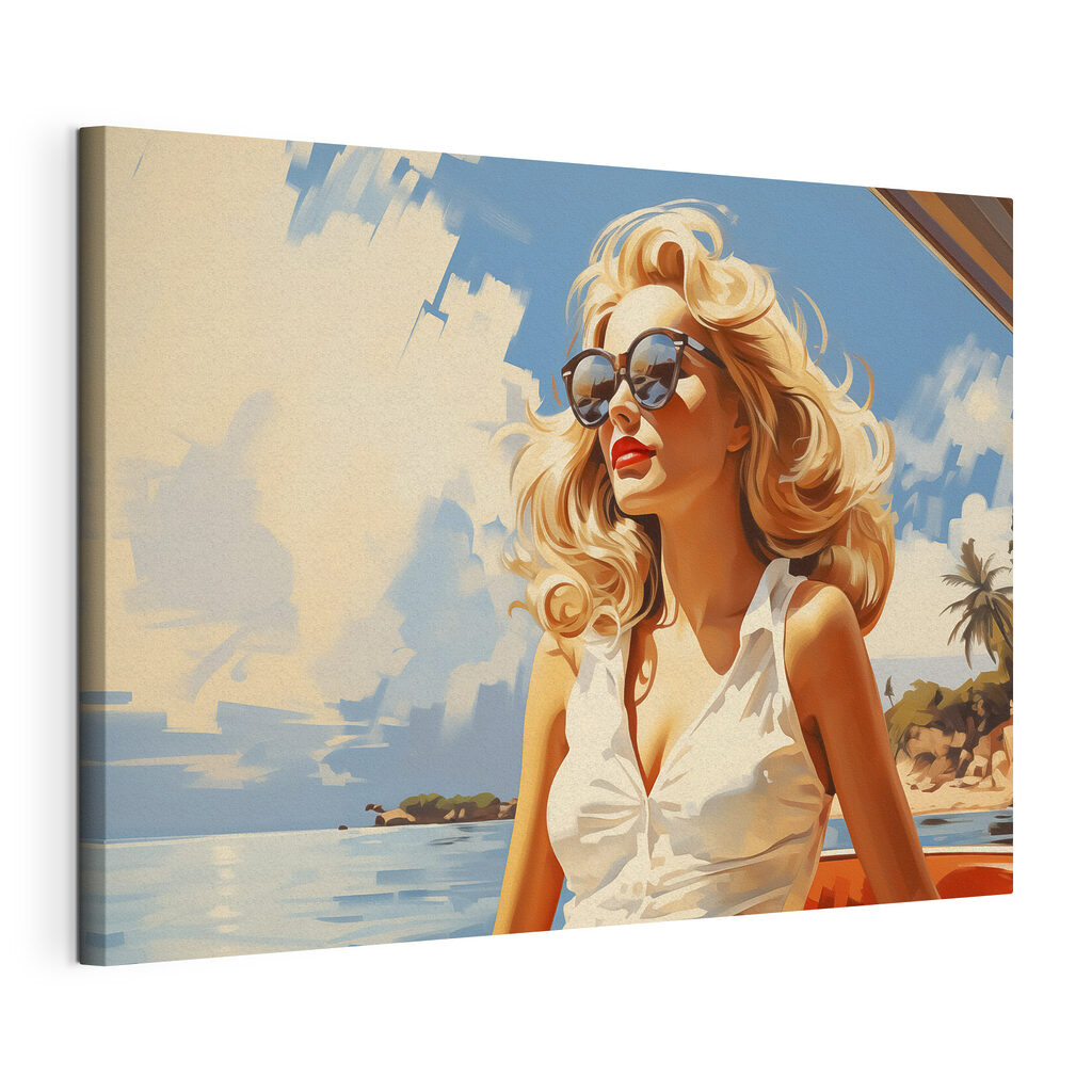 Woman wearing sunglasses and a white dress