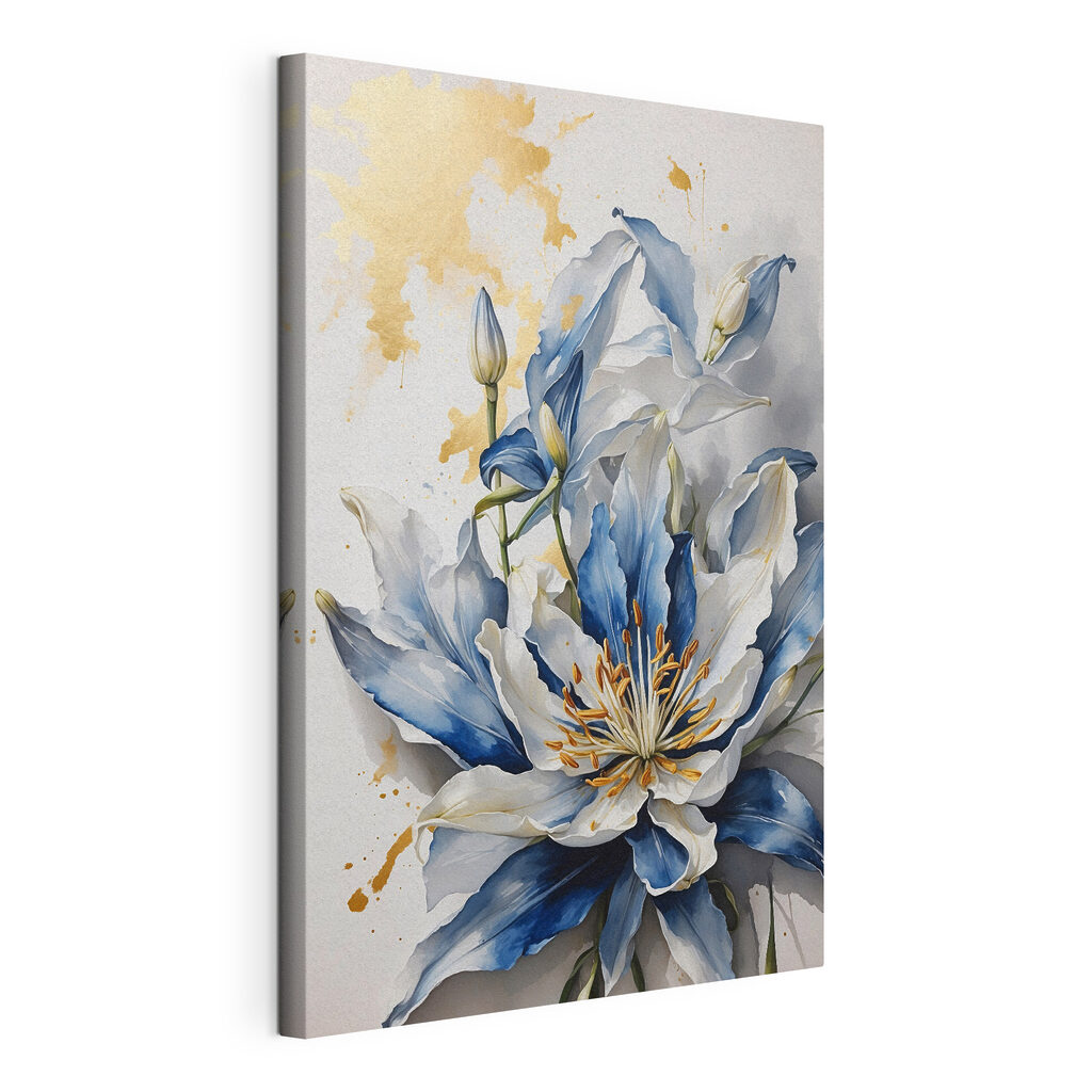 Painting of a white and blue flower Painting of a white and blue flower