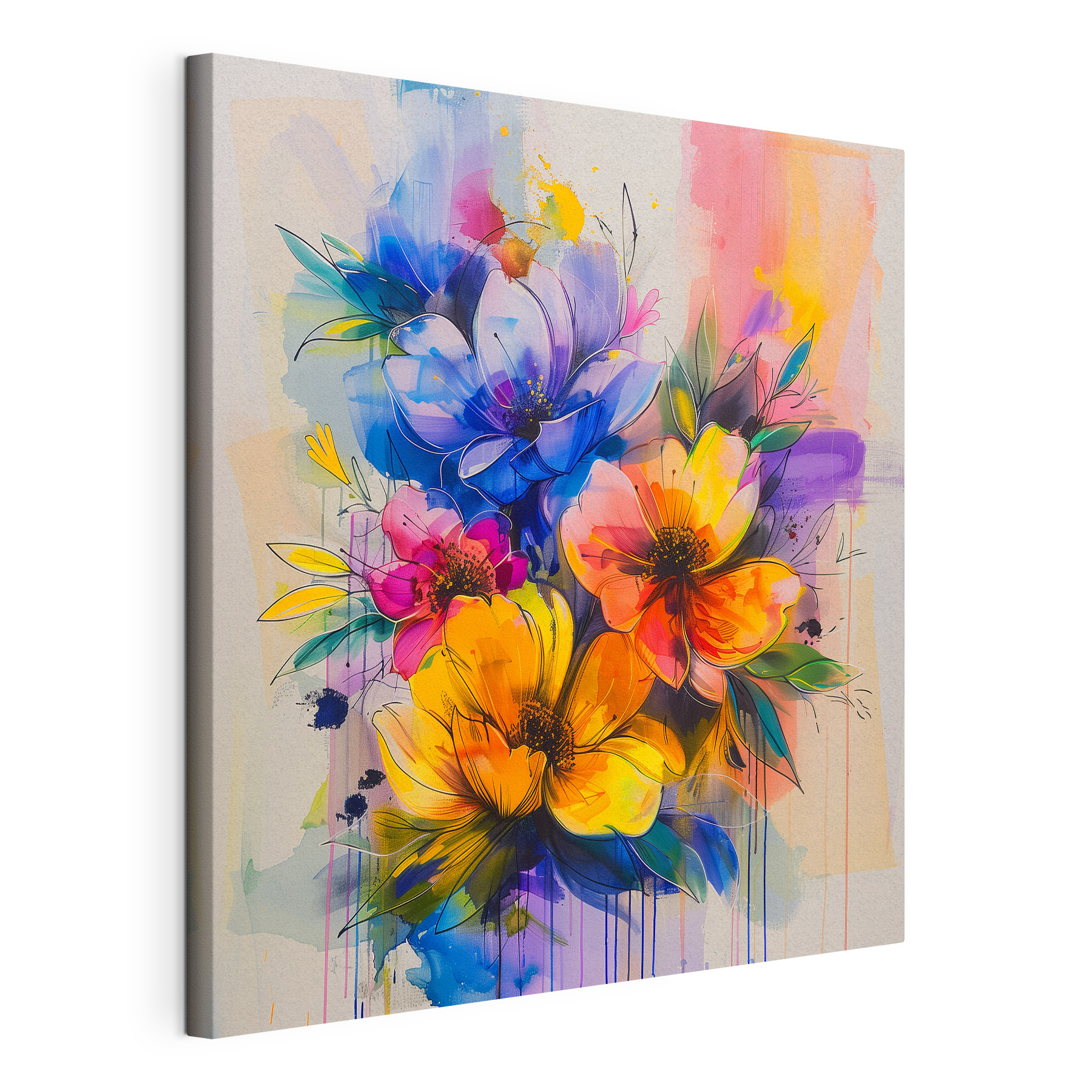 Painting of flowers on a white background Painting of flowers on a white background