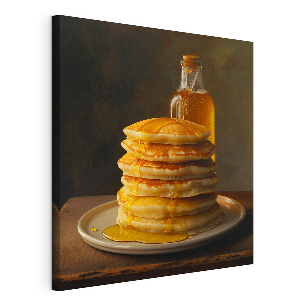 Stack of pancakes with syrup on a plate Stack of pancakes with syrup on a plate