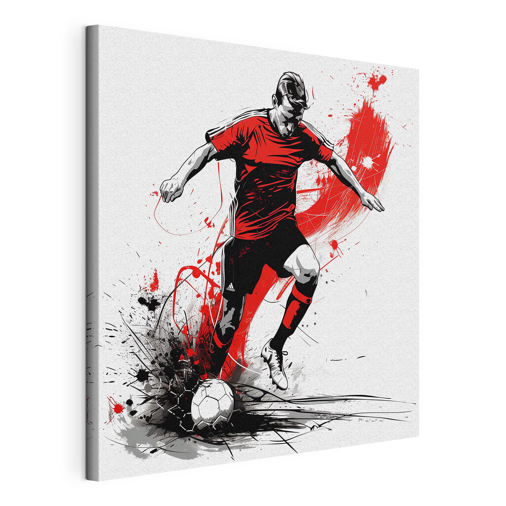 Man kicking a football ball
