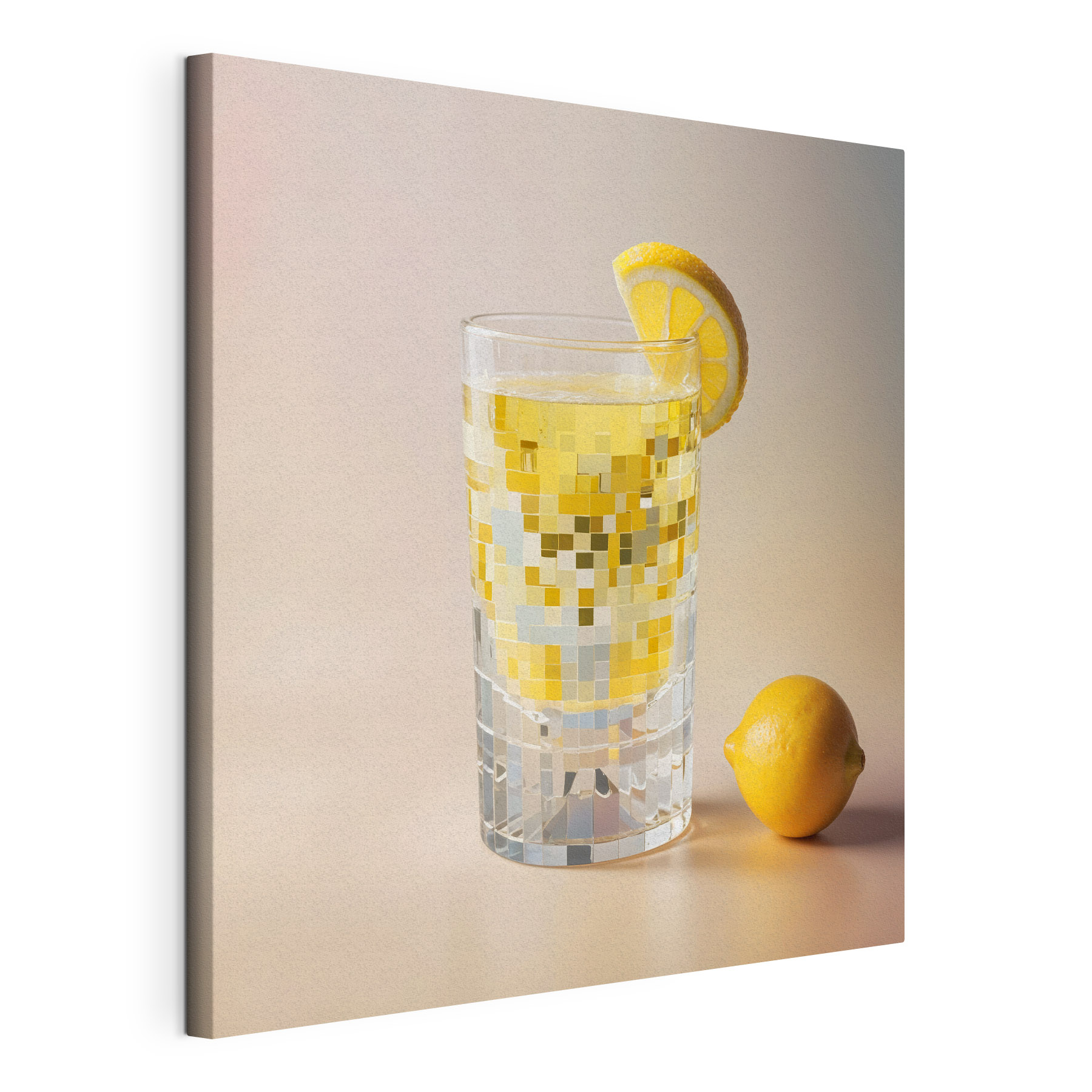 Glass of liquid with a lemon wedge and a lemon on the side Glass of liquid with a lemon wedge and a lemon on the side