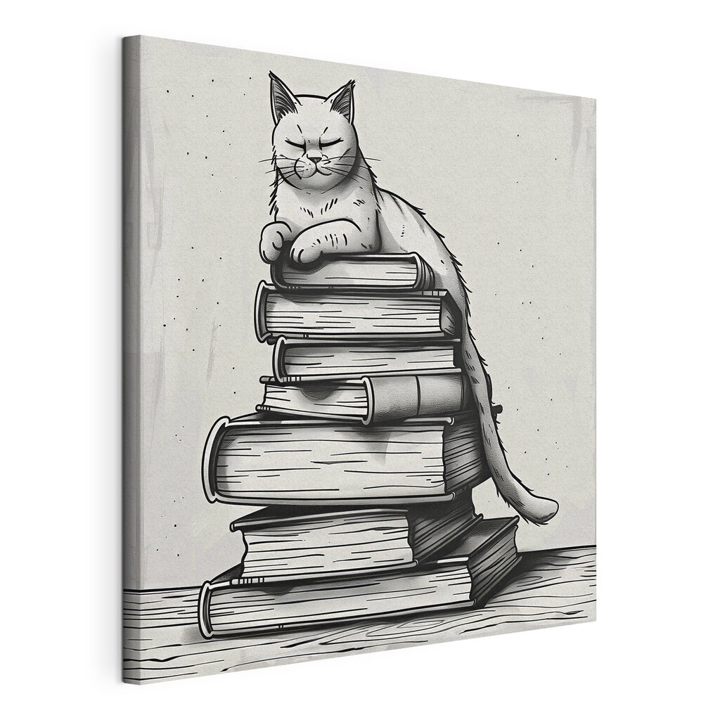Cat sitting on a stack of books Cat sitting on a stack of books