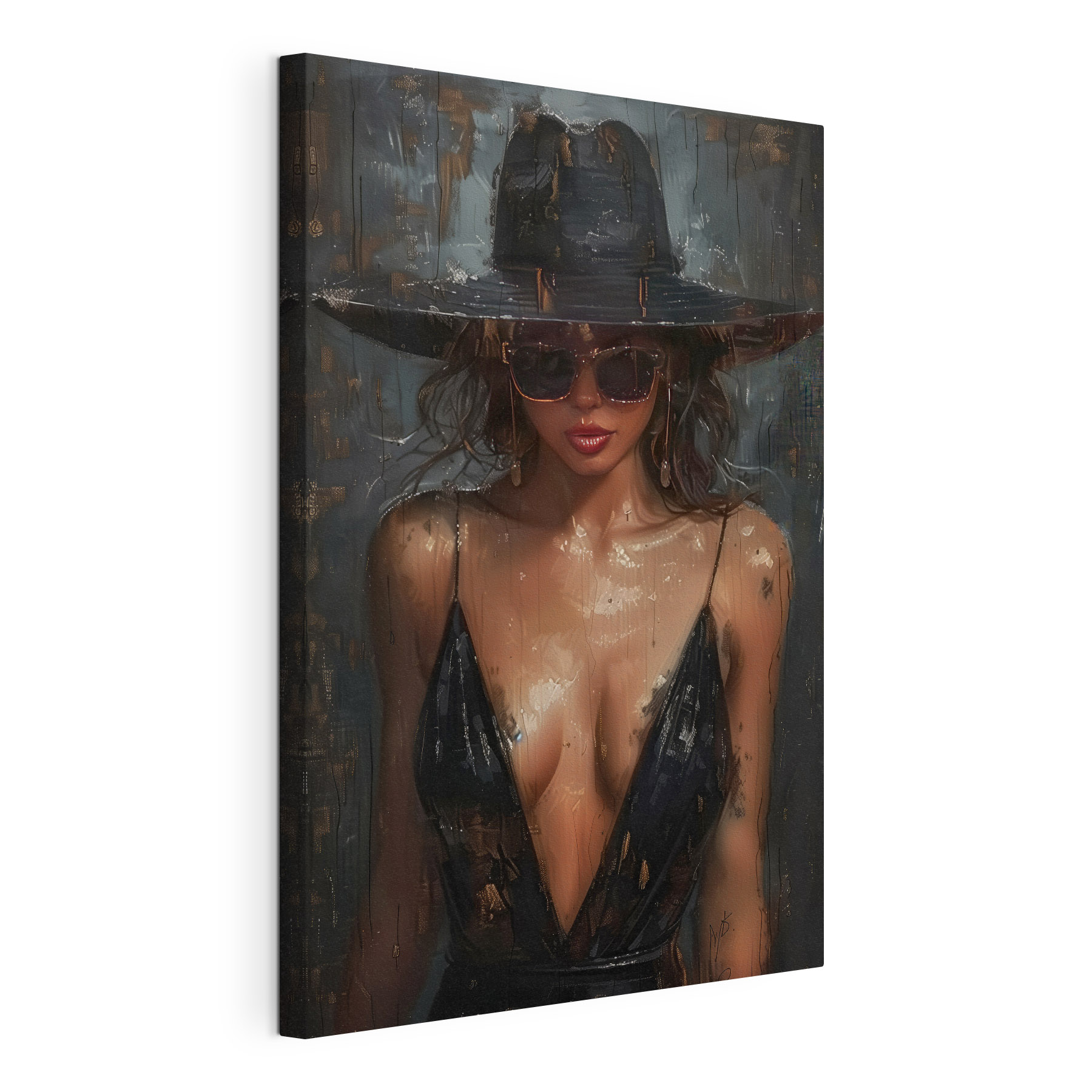 Woman wearing a hat and sunglasses Woman wearing a hat and sunglasses