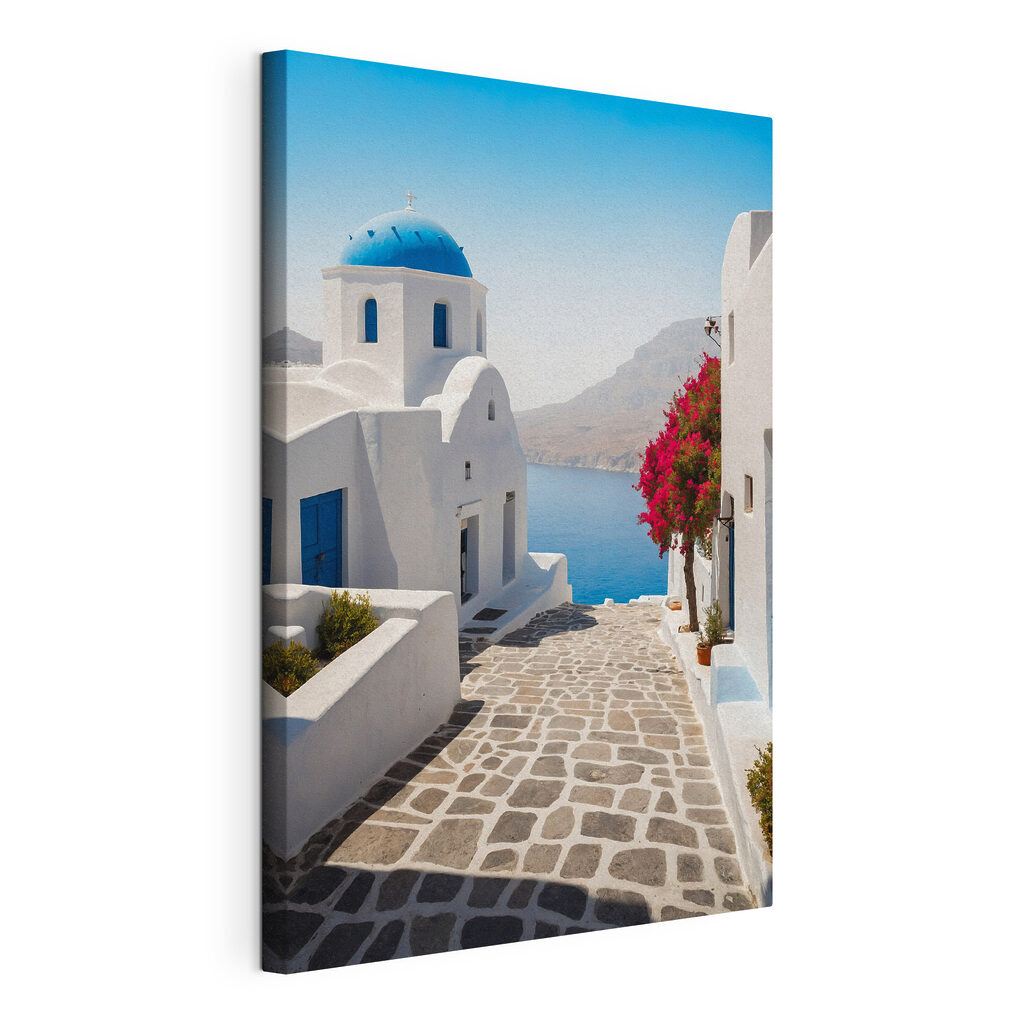White buildings with a blue dome and a blue roof White buildings with a blue dome and a blue roof