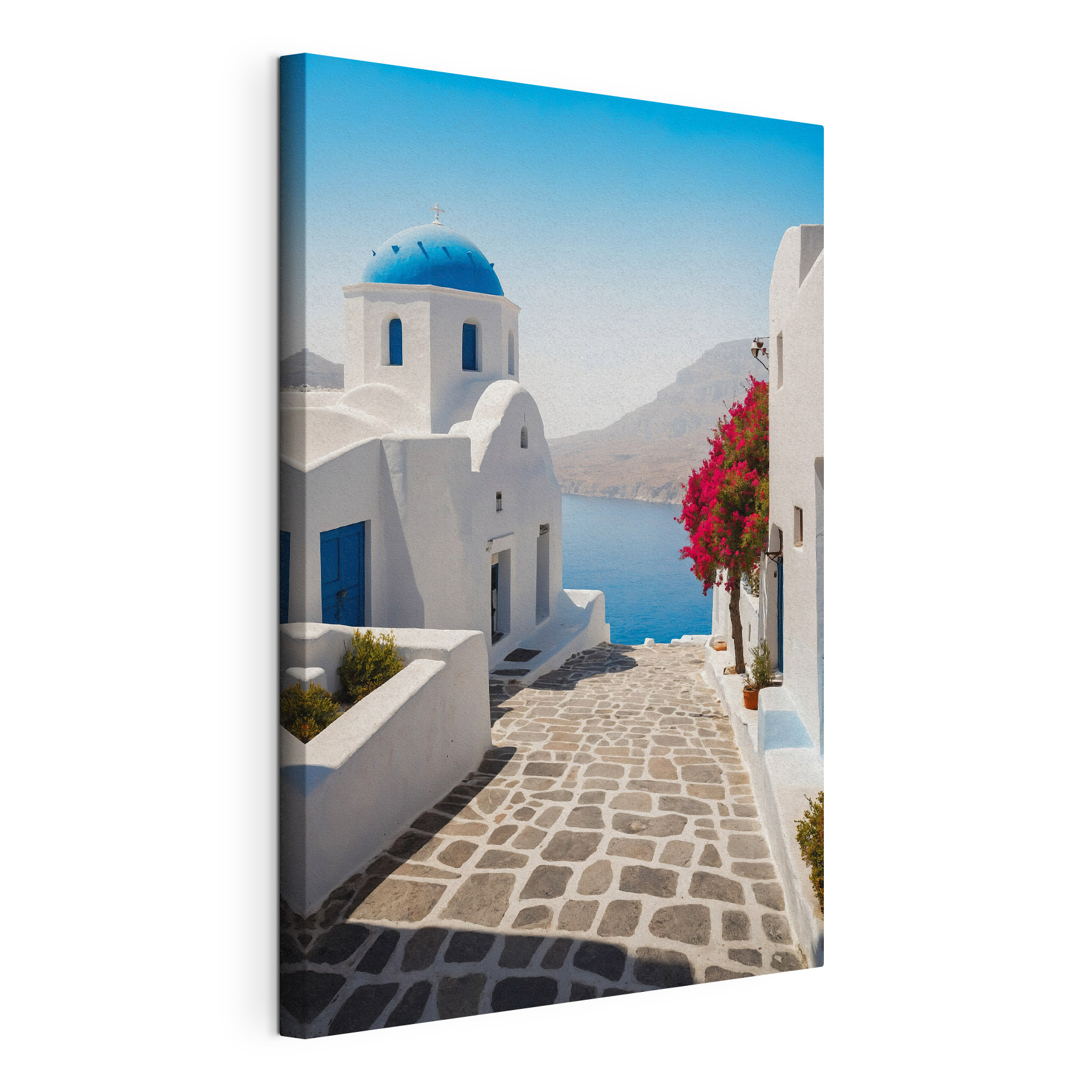 White buildings with a blue dome and a blue roof White buildings with a blue dome and a blue roof