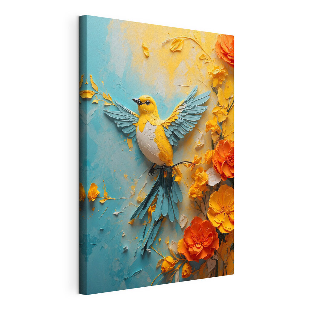 Bird on a branch with flowers