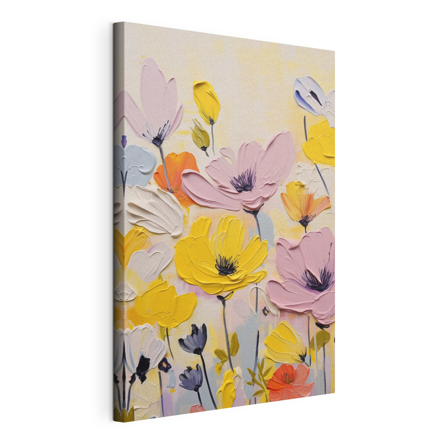 Painting of flowers on a white surface