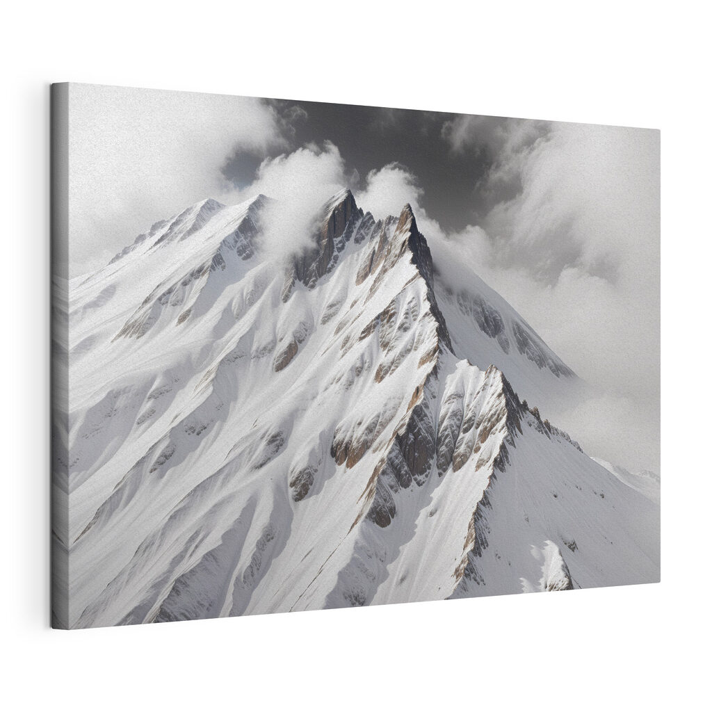 Mountain with snow and clouds