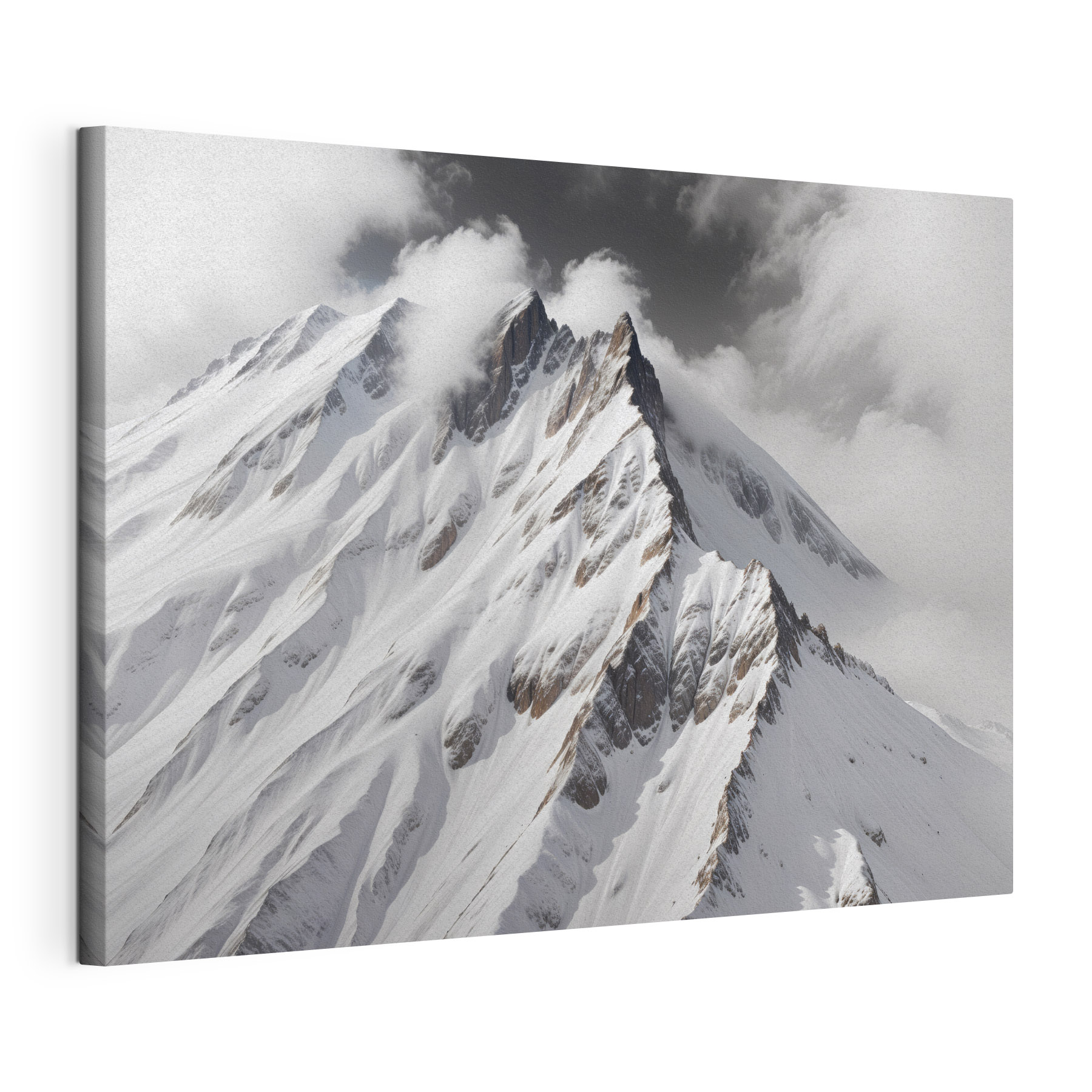 Mountain with snow and clouds
