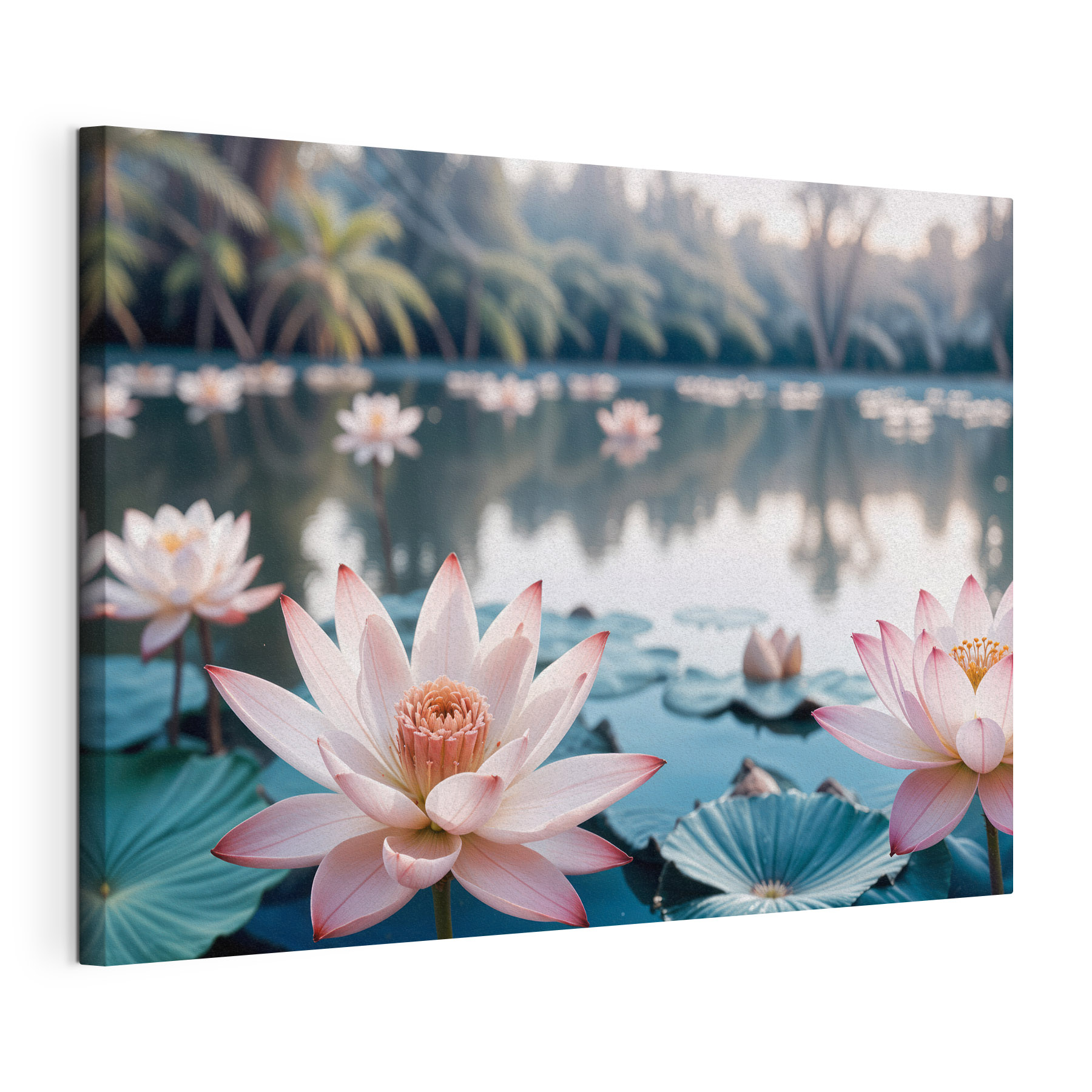 Pink and white flowers on a lake Pink and white flowers on a lake