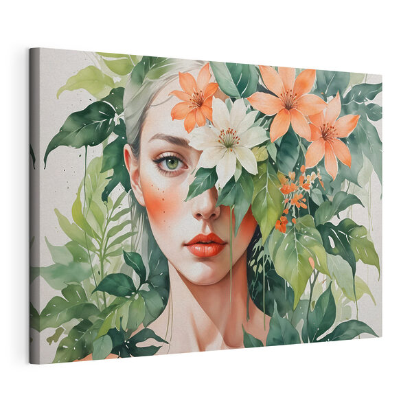 Cuadros Mujer con flores alrededor del rostro (SKU: s40557) Cuadros Cuadros Mujer con flores alrededor del rostro (SKU: s40557)