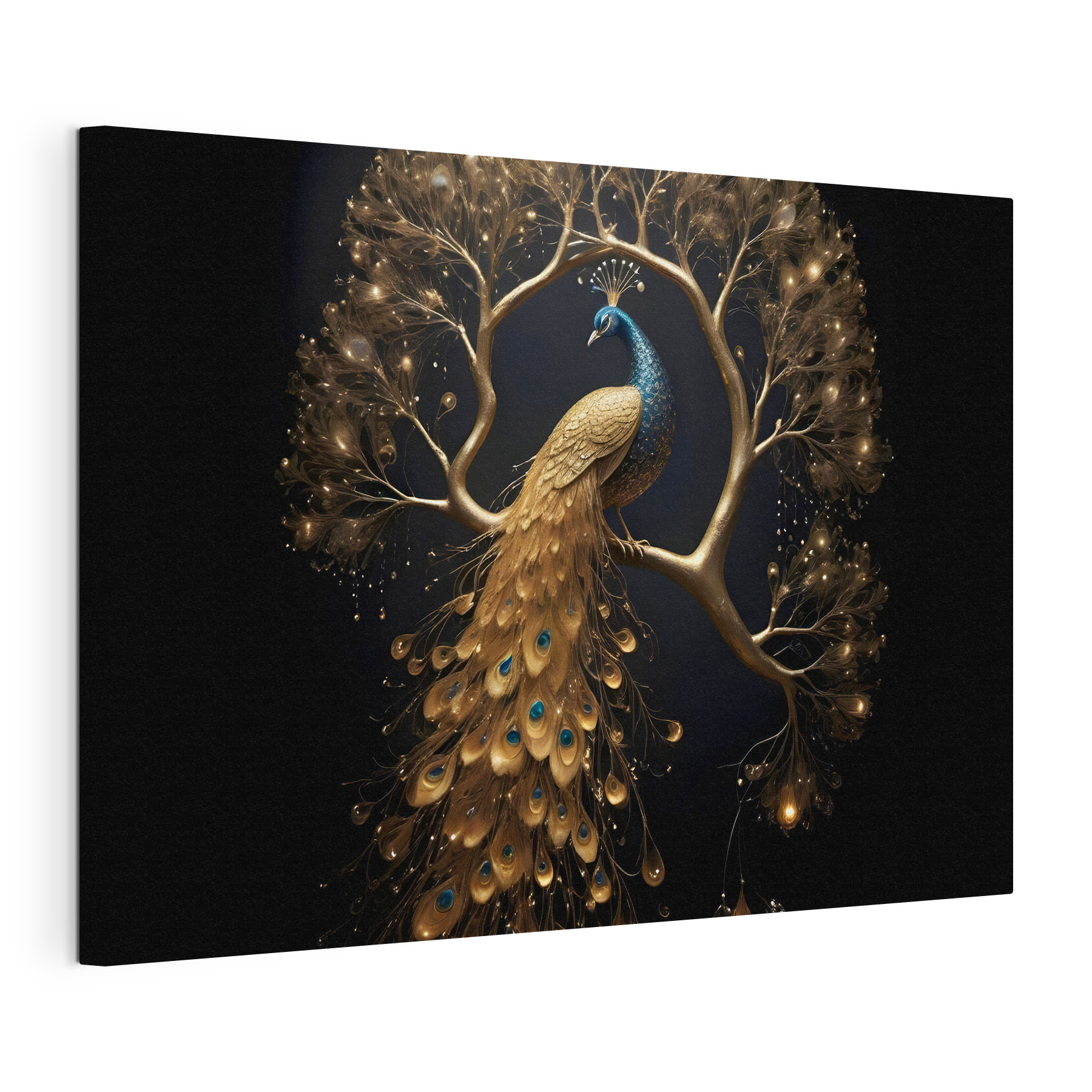Peacock majesty amid luminous branches Peacock majesty amid luminous branches