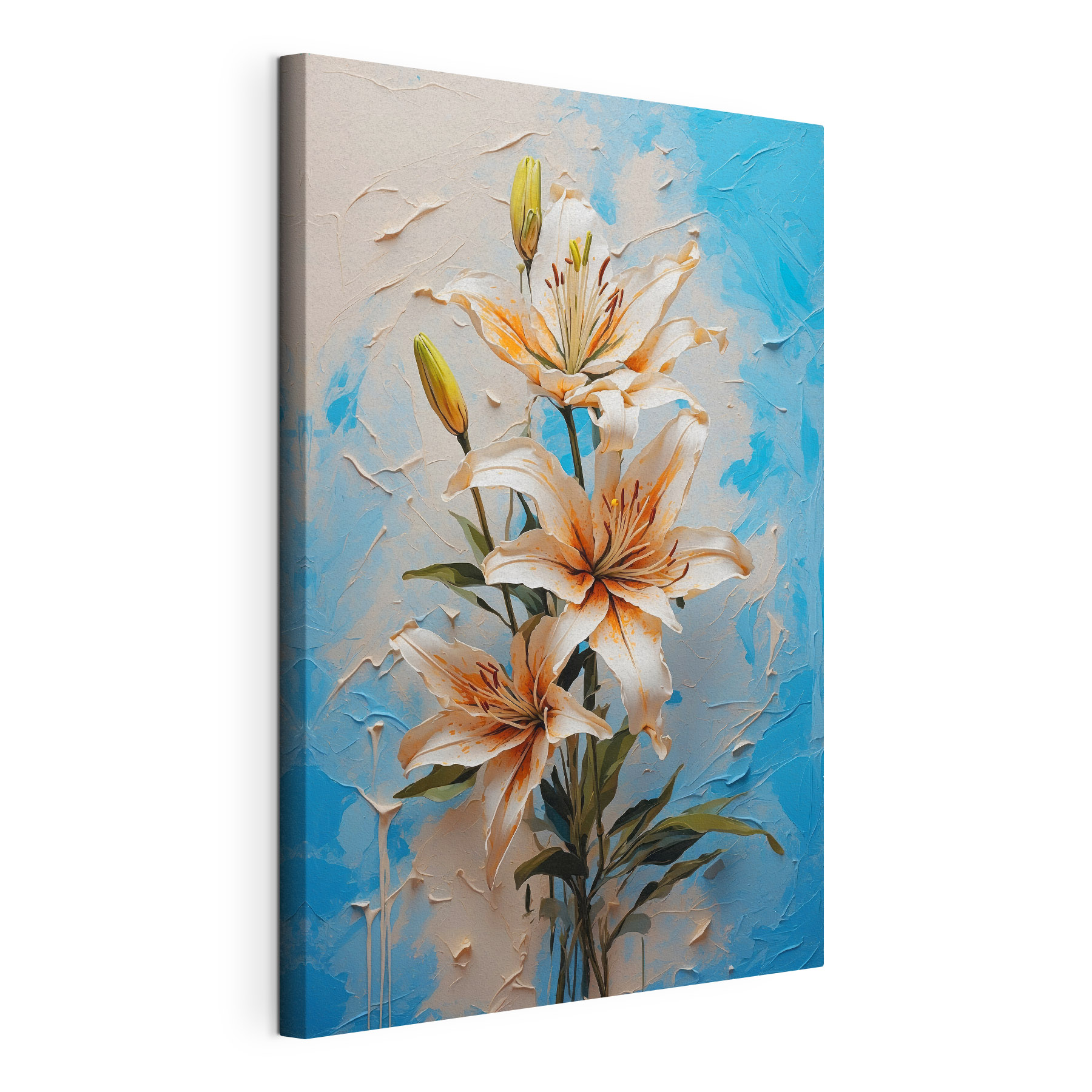 Painting of flowers on a blue background Painting of flowers on a blue background