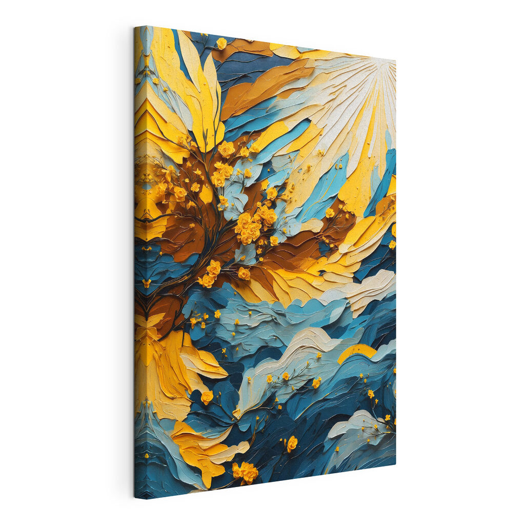 Painting of a tree with yellow flowers