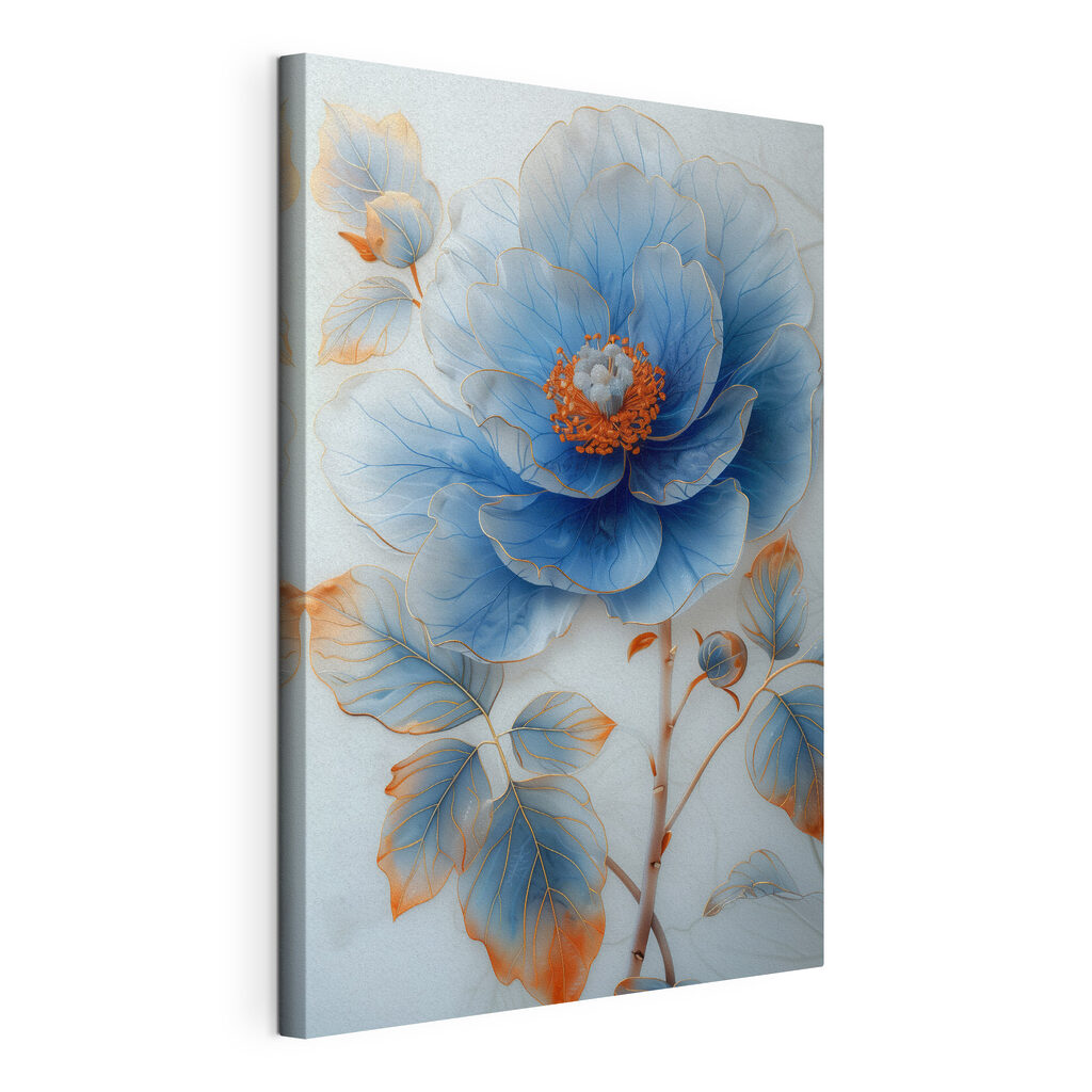 Blue flower with orange center Blue flower with orange center