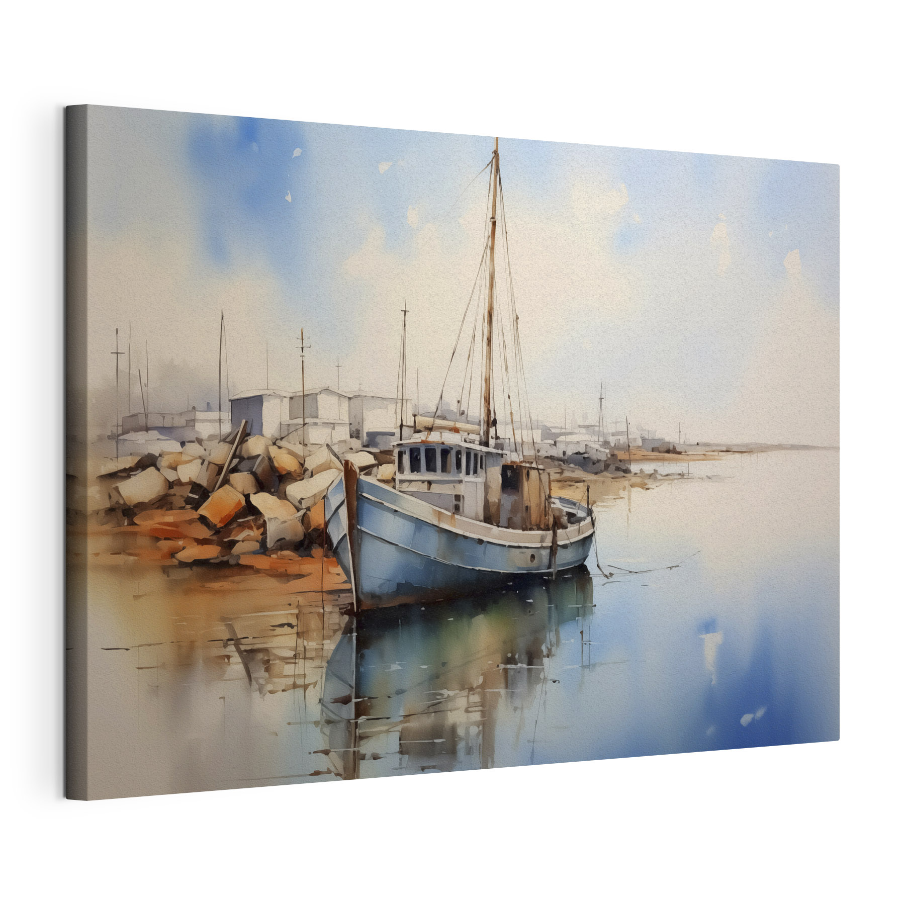 Watercolor of a boat on the water Watercolor of a boat on the water