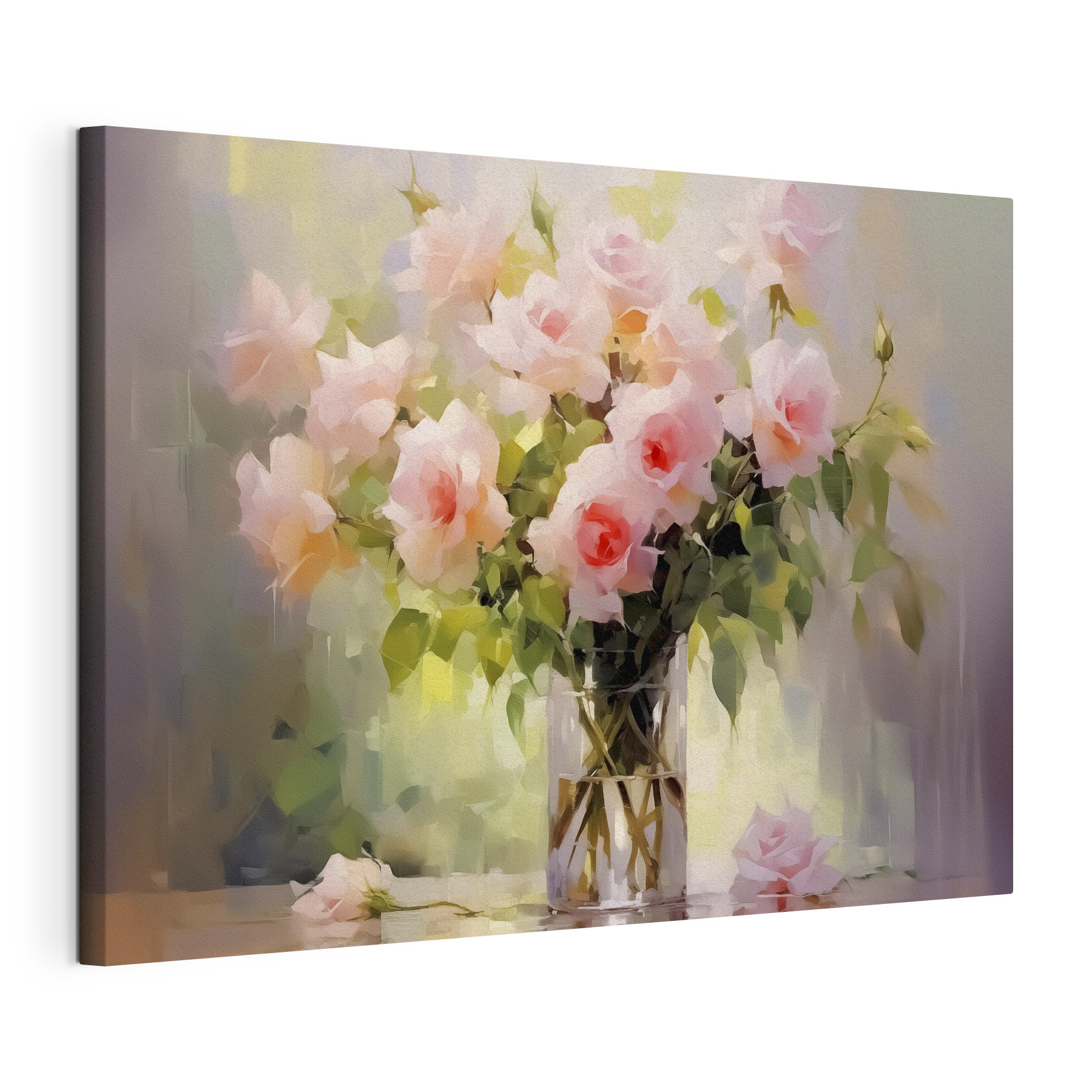 Bouquet of pink roses in a glass vase Bouquet of pink roses in a glass vase