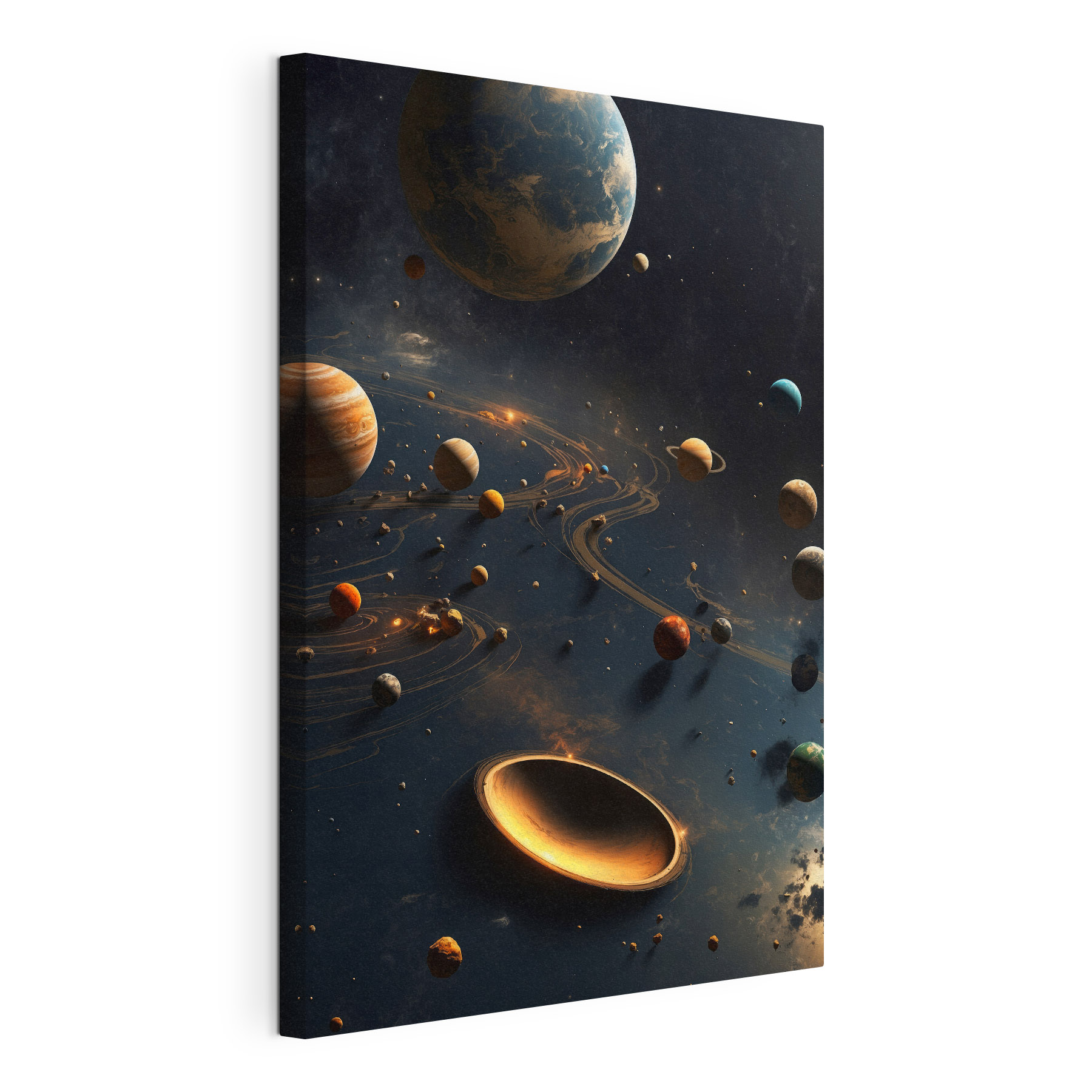 Planets in space with planets and stars Planets in space with planets and stars