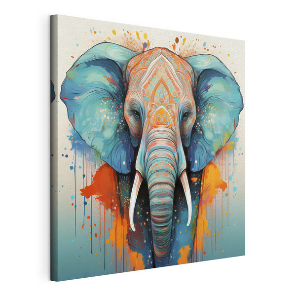Cuadros Cuadros Un elefante con salpicaduras de pintura de colores (SKU: s40717)