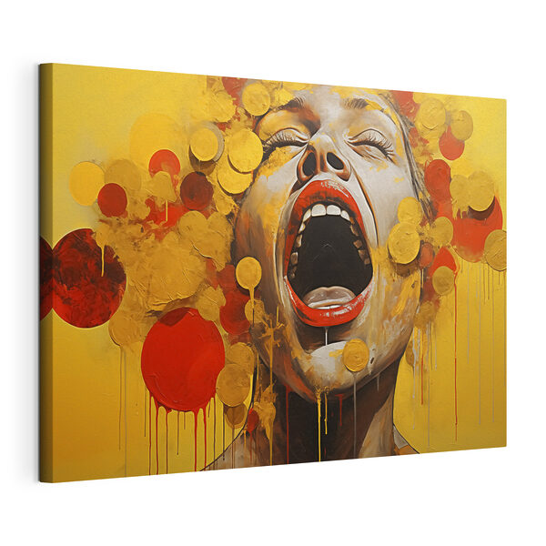 Cuadros Cuadro de una mujer con gotas de pintura amarilla y roja (SKU: s40753) Cuadros Cuadros Cuadro de una mujer con gotas de pintura amarilla y roja (SKU: s40753)