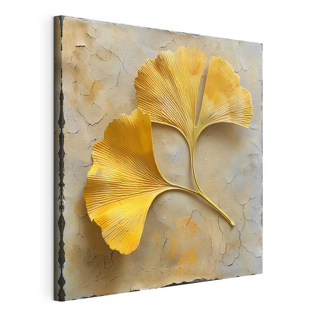 Yellow leaves on a concrete surface